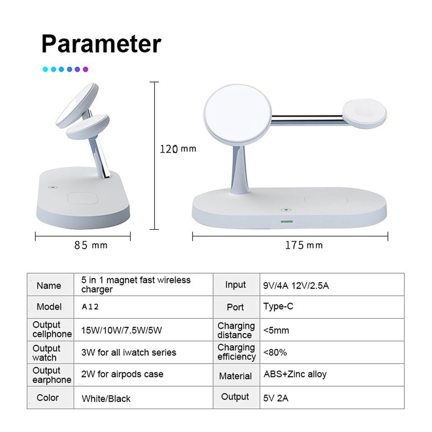 PTC Select 5 in 1 Magnetic MagSafe Wireless Charger Stand Dock