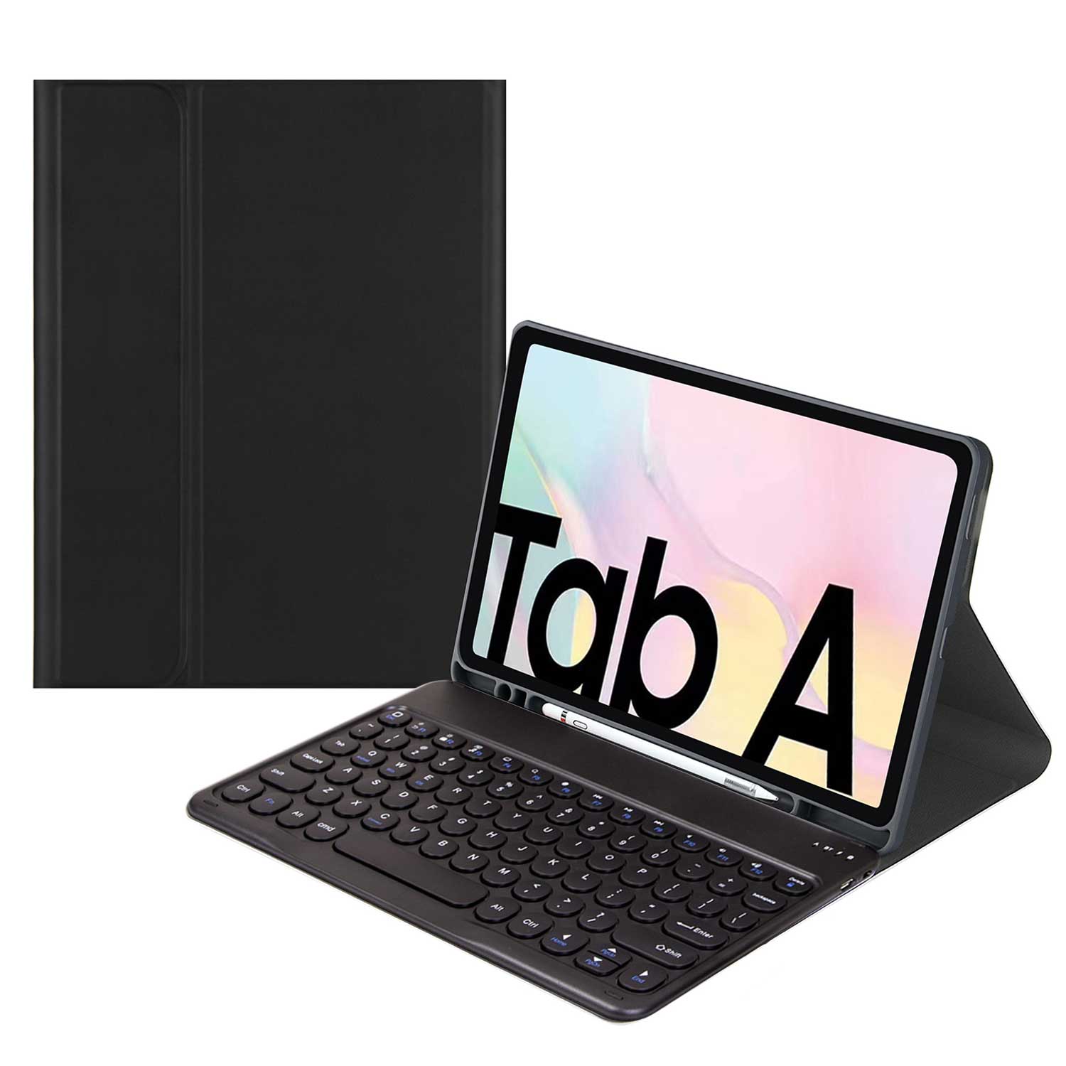 Tough On Samsung Galaxy Tab A8 Bluetooth Keyboard Cover Case Leather Black