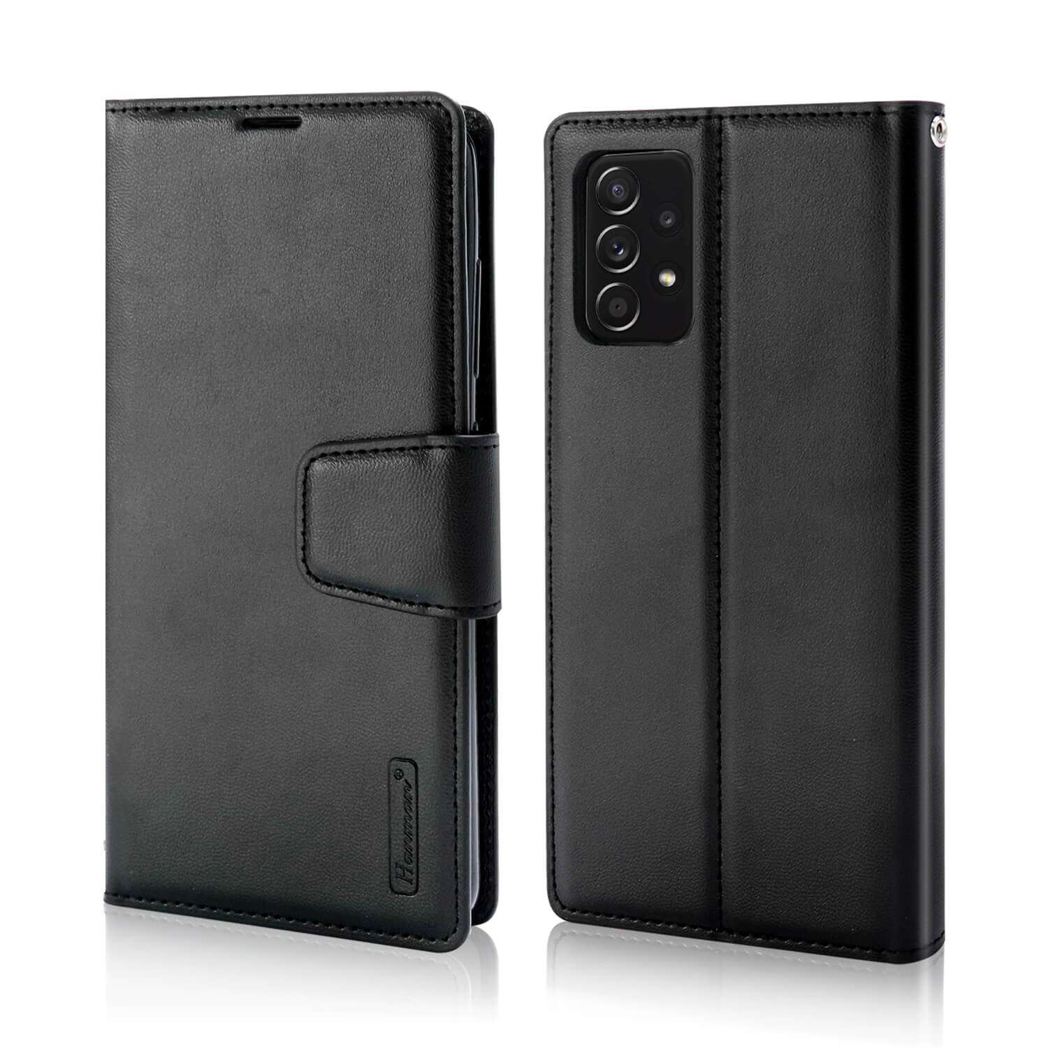 Hanman Samsung Galaxy A52 Leather Case Wallet Black