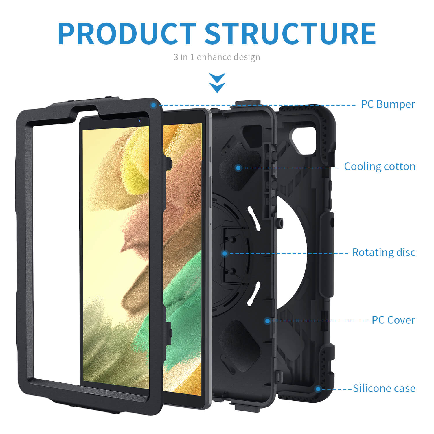 Tough On Samsung Galaxy Tab A7 Lite Case Rugged Protection Black