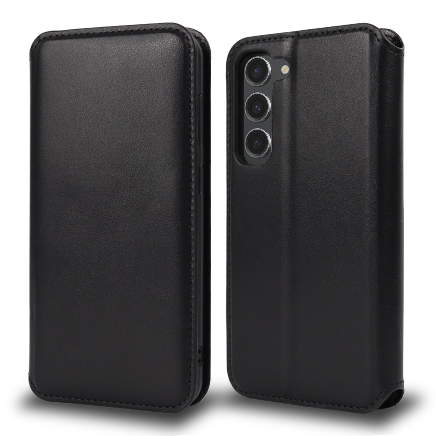 Tough On Samsung Galaxy S23 Plus Flip Wallet Case Fine Leather Black