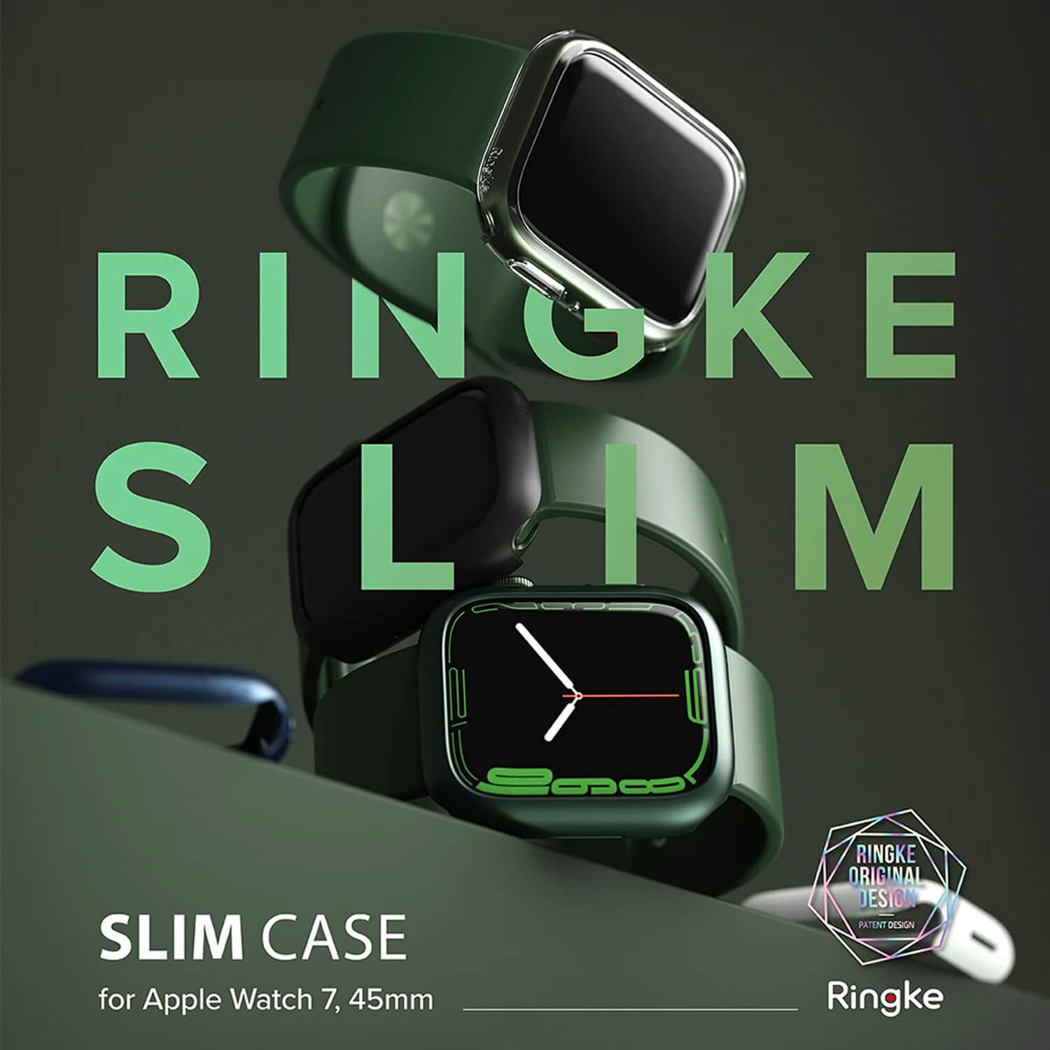 Ringke Apple Watch Series 9 / 8 / 7 45mm Case Clear Deep Green 2 Pack