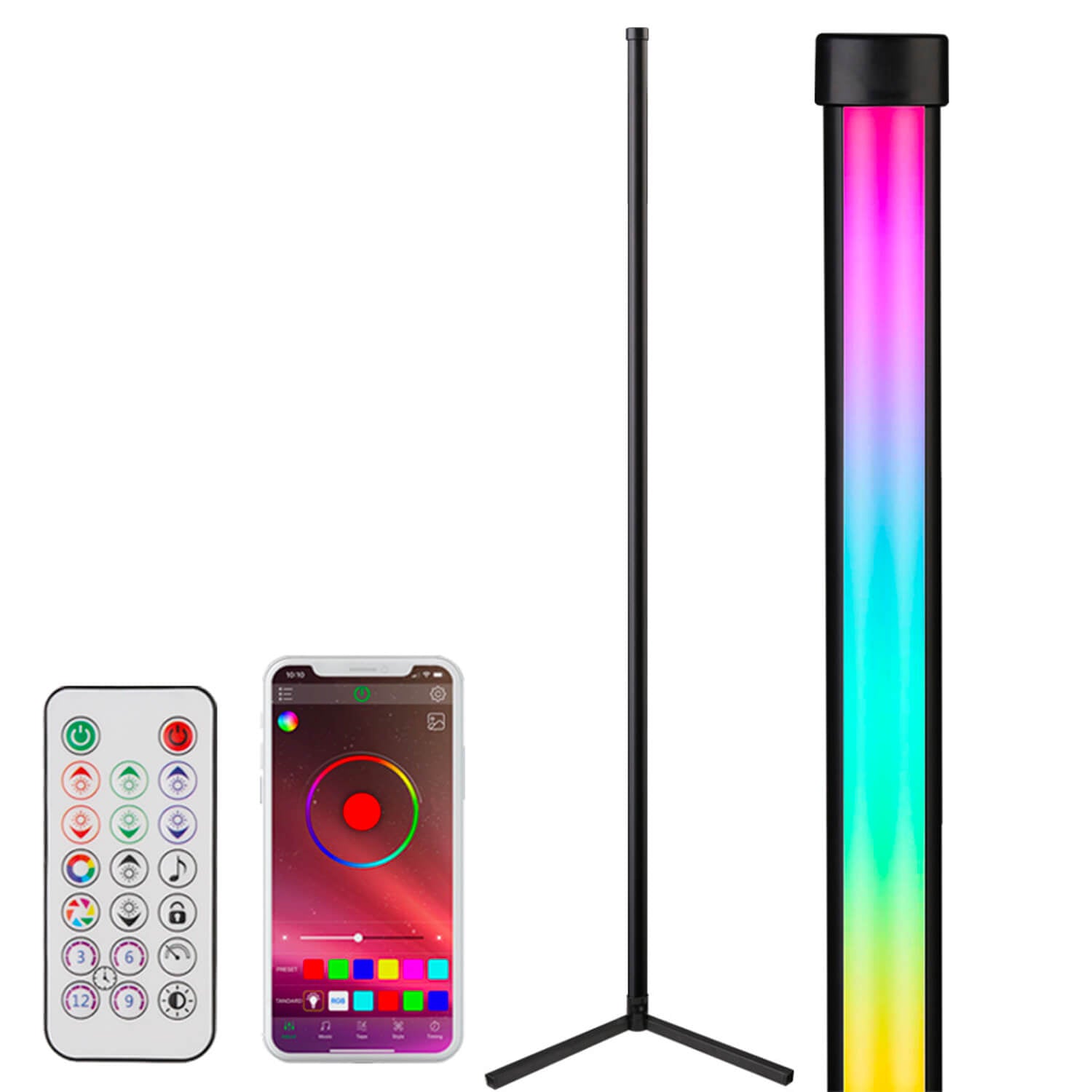 LED RGB Corner Floor Lamp with Remote & App Control 90cm