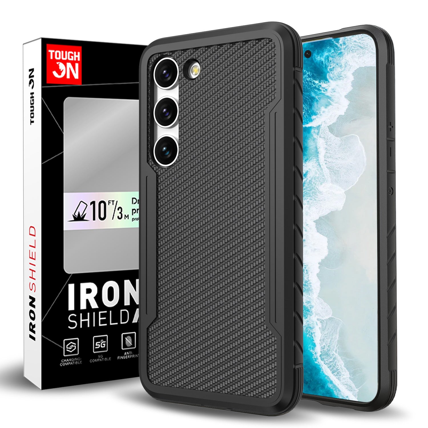 Tough On Samsung Galaxy S23 5G Case Iron Shield Carbon Fiber