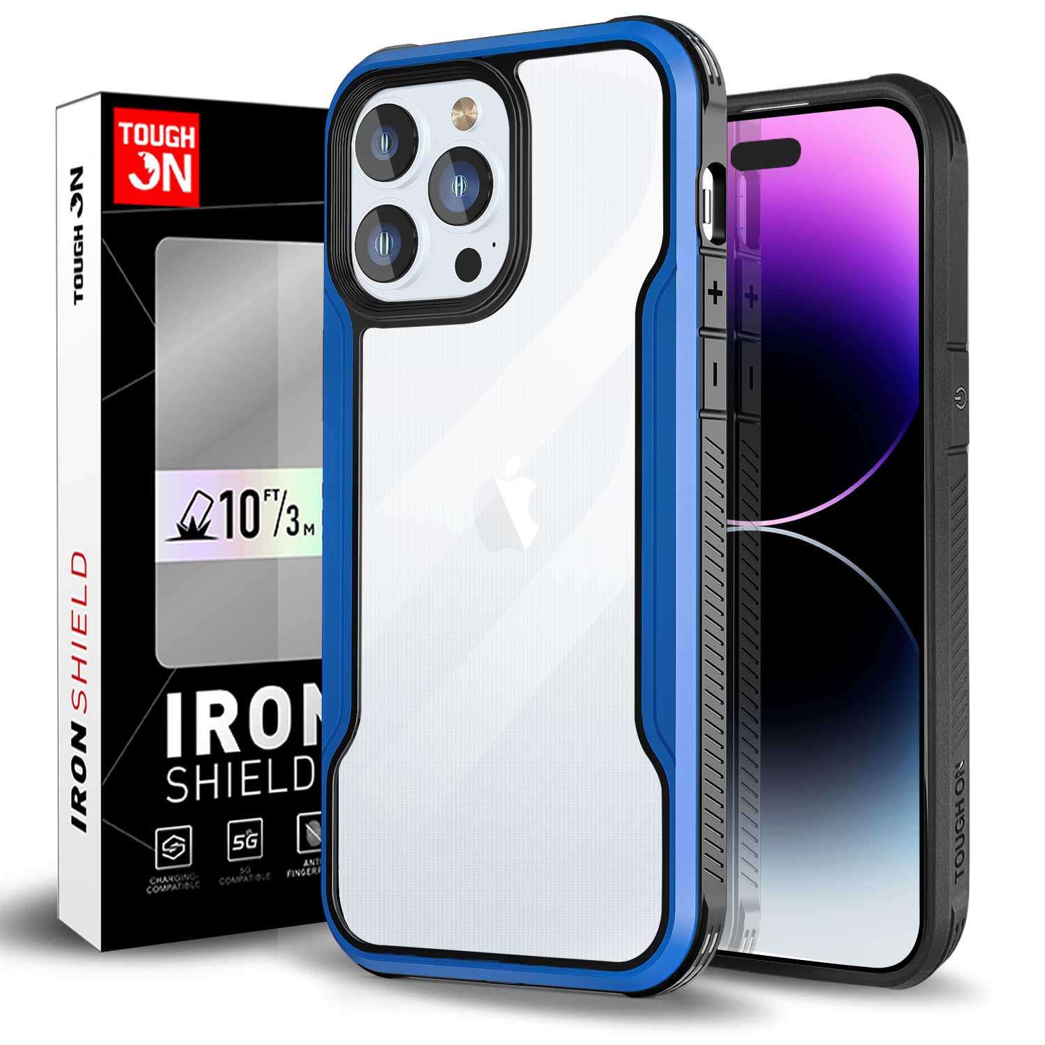 Tough On iPhone 14 Pro Max Case Iron Shield Blue