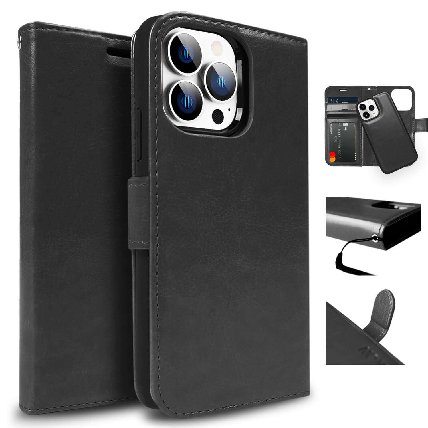 Tough On iPhone 14 Pro Max Magnetic Detachable Leather Black
