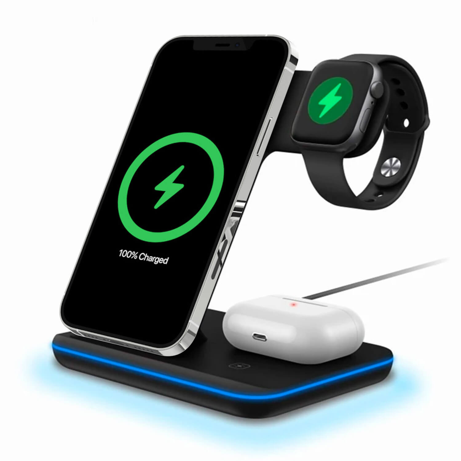 Tough On 3 in 1 Wireless Charger Stand Dock for Apple iPhone iWatch Airpods & Samsung