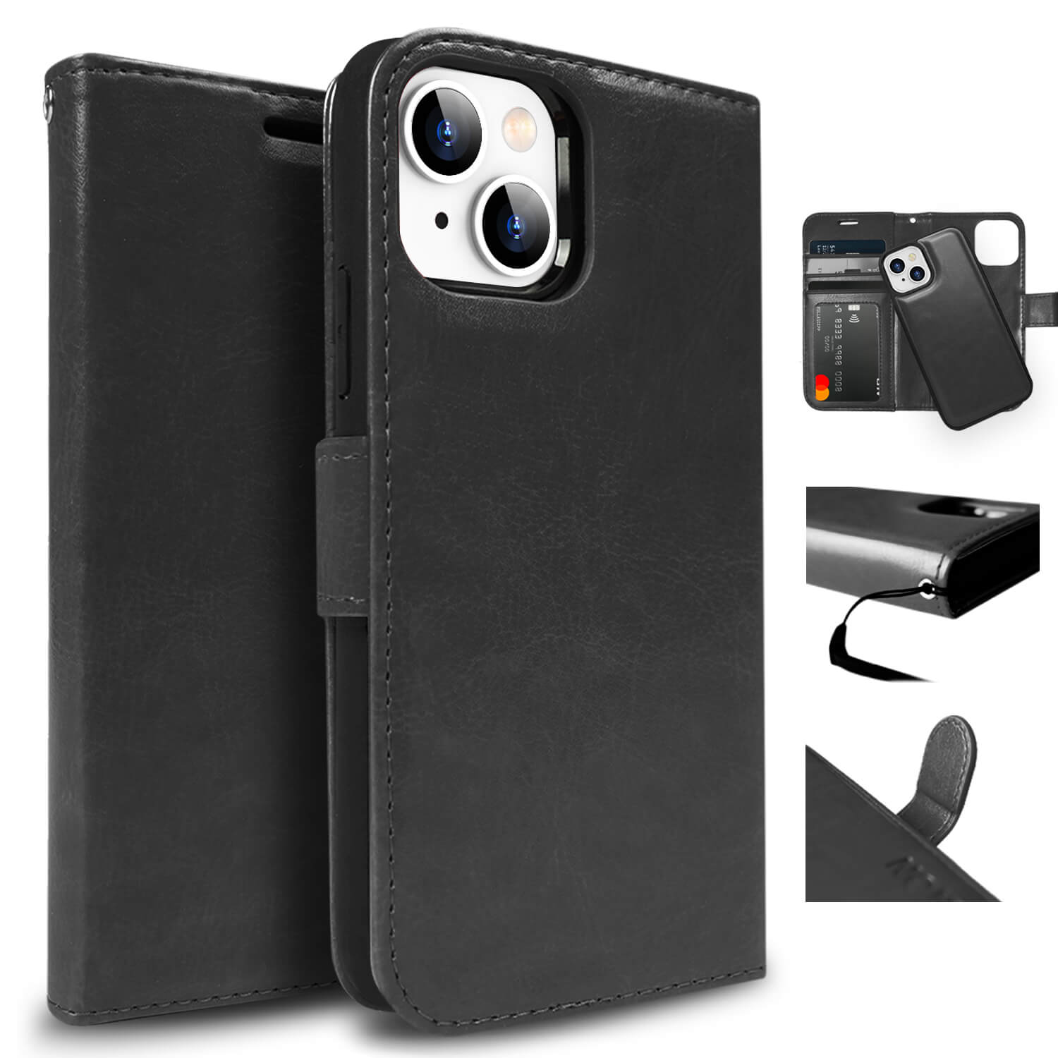 Tough On iPhone 14 Max Magnetic Detachable Leather Black