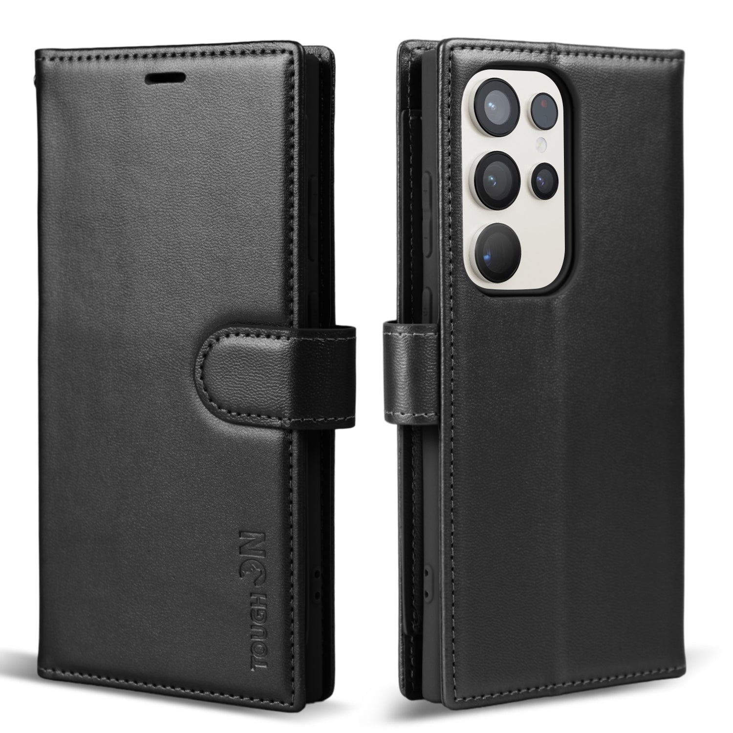 Tough On Samsung Galaxy S23 Ultra Flip Wallet Leather Case Black