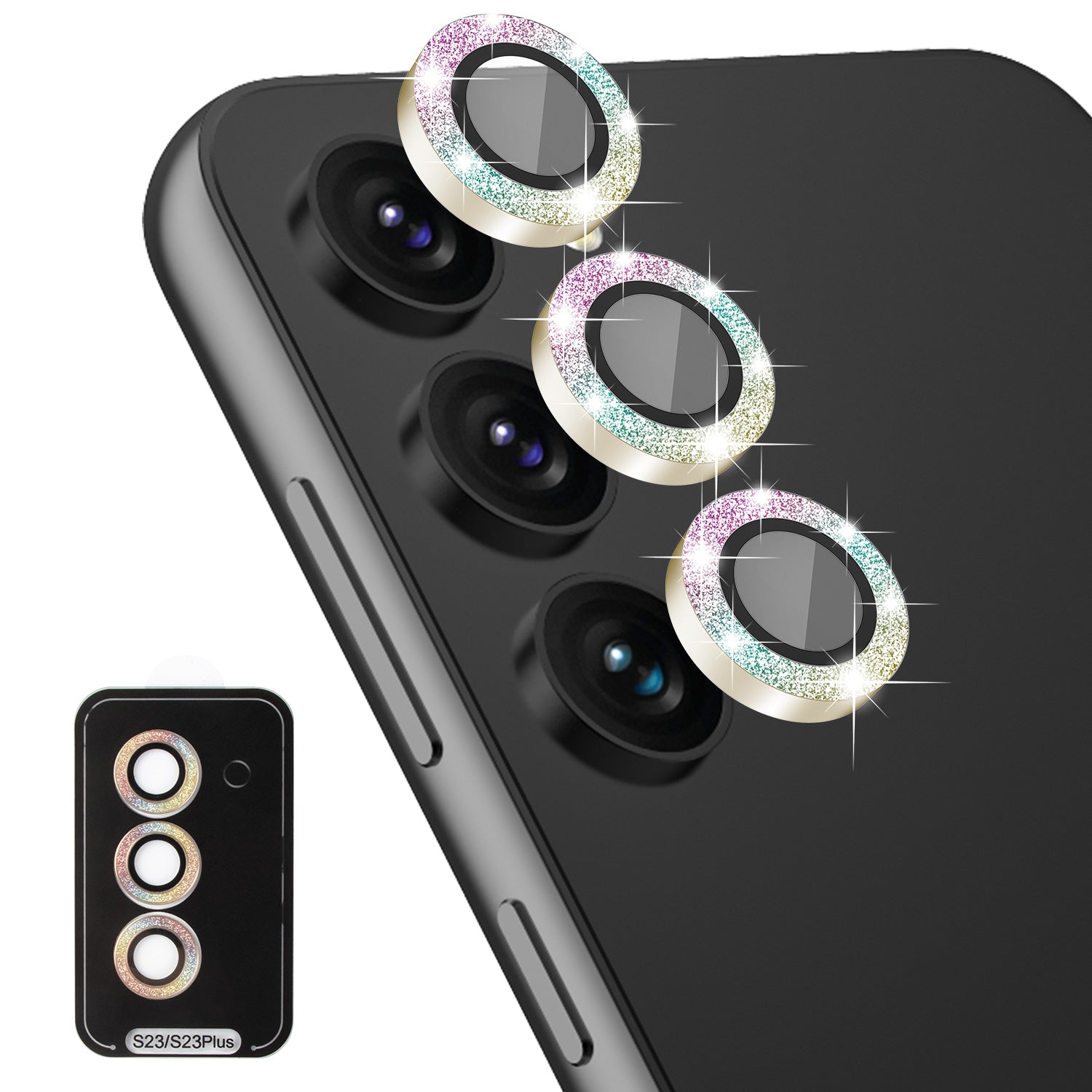 Tough On Samsung Galaxy S23 / S23 Plus Rear Camera Lens Protector Iridescent Diamond