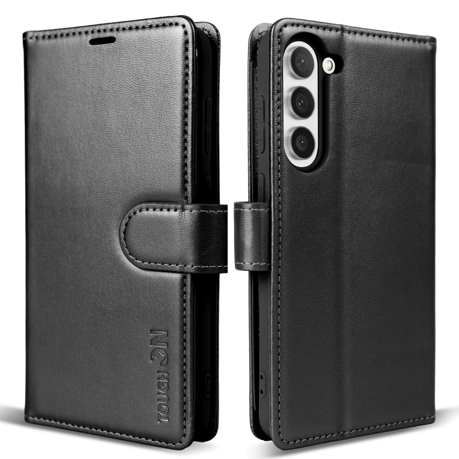 Tough On Samsung Galaxy S23 Flip Wallet Leather Case Black