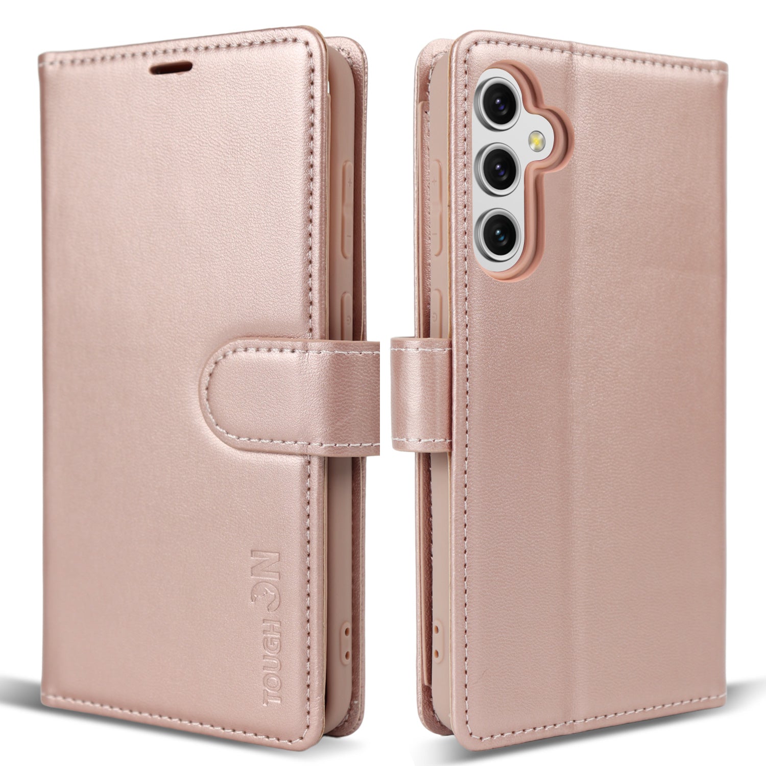 Tough On Samsung Galaxy A14 5G Flip Wallet Leather Case Rose Gold