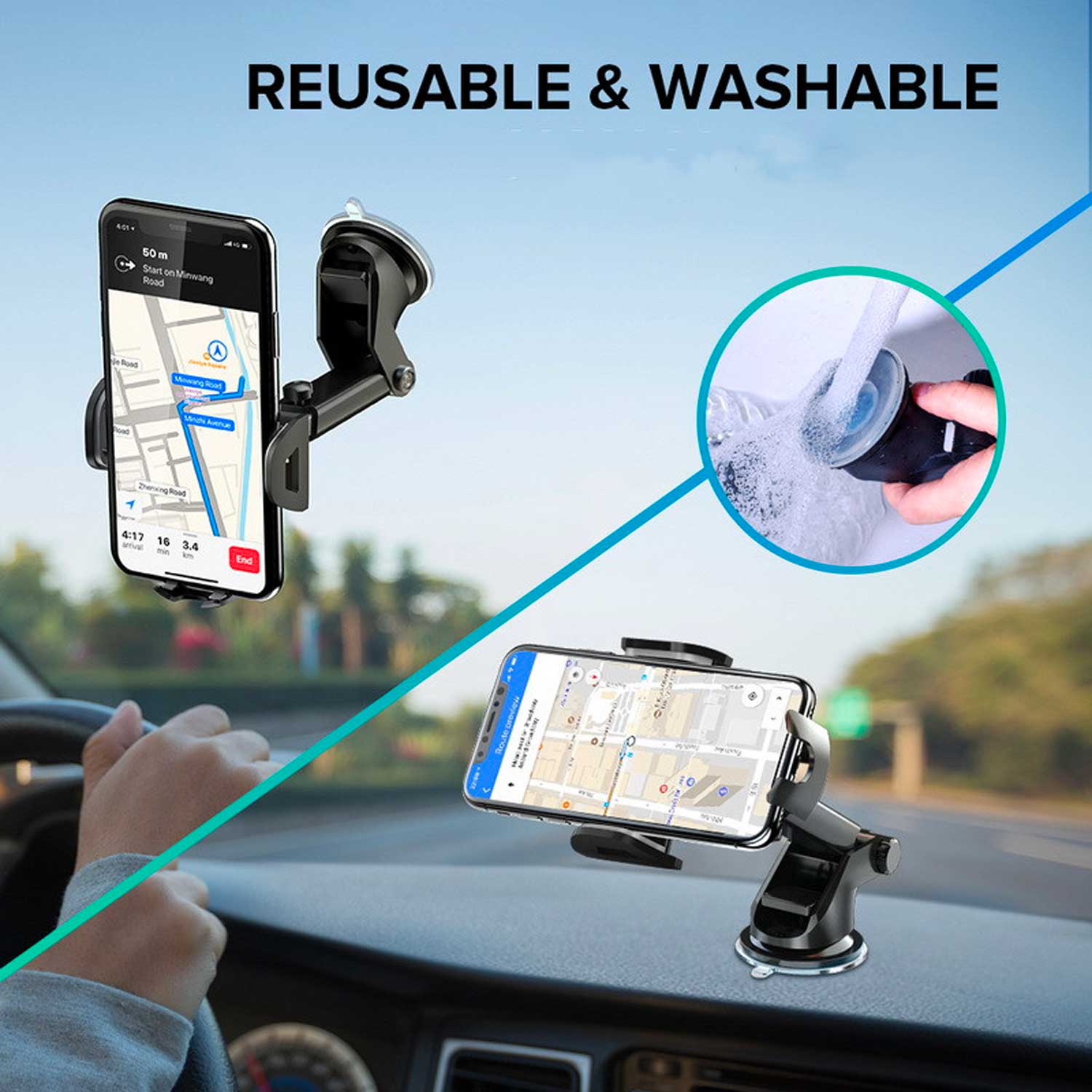 Tough On Universal 360° Smartphone 2-in-1 Car Holder Black
