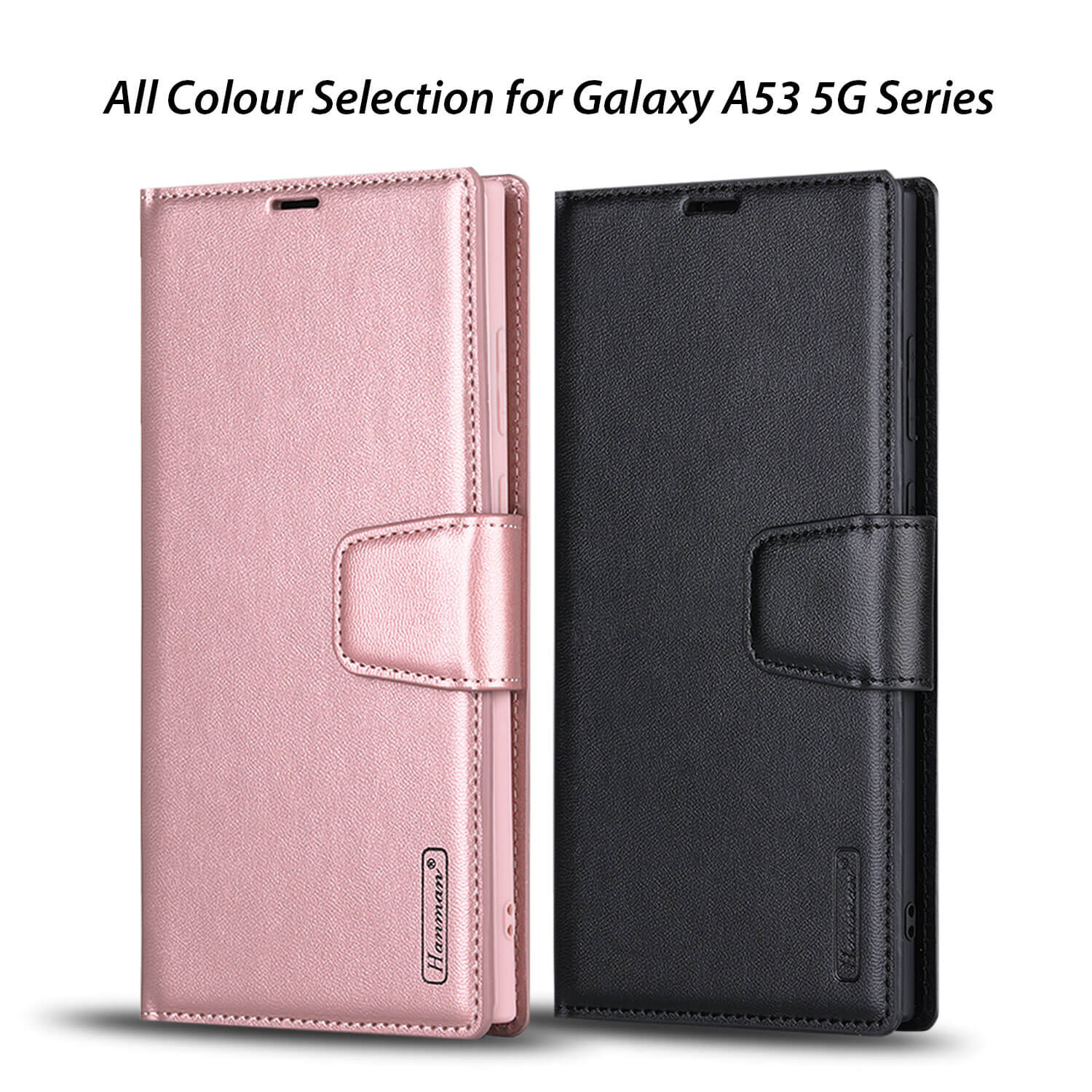 Hanman Samsung Galaxy A53 5G Leather Case Wallet Black