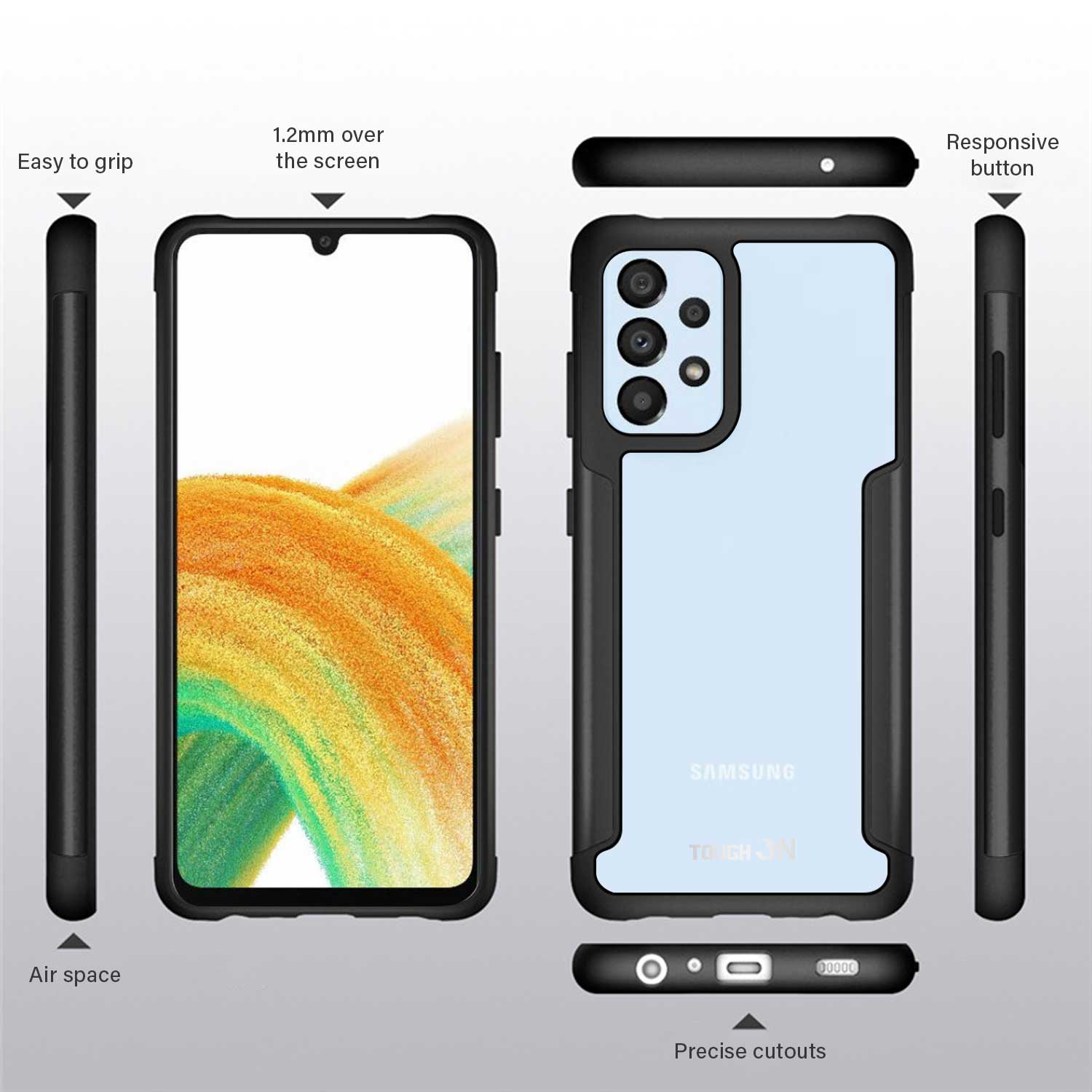 Tough On Samsung Galaxy A33 5G Case Iron Shield Black