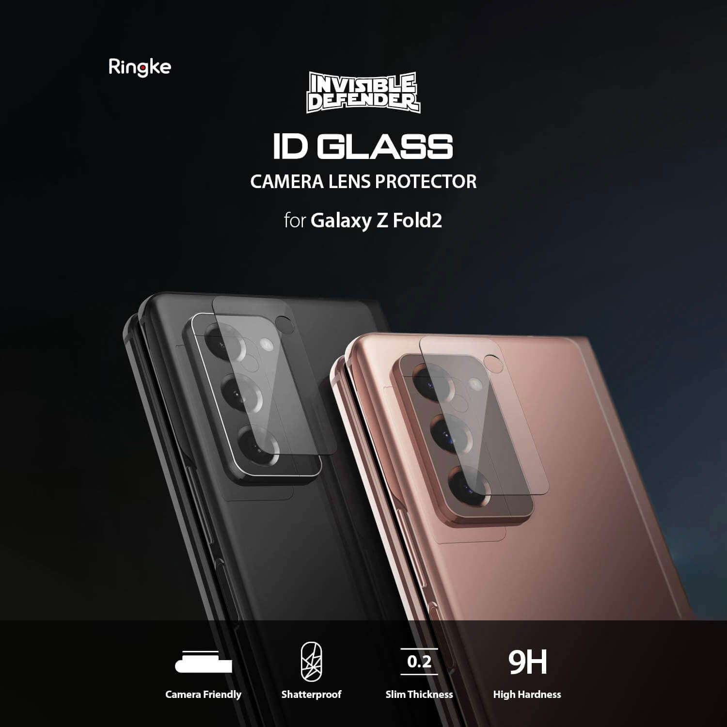 Ringke Samsung Galaxy Z Fold 2 Camera Protector Invisible Defender Glass 3 Pack