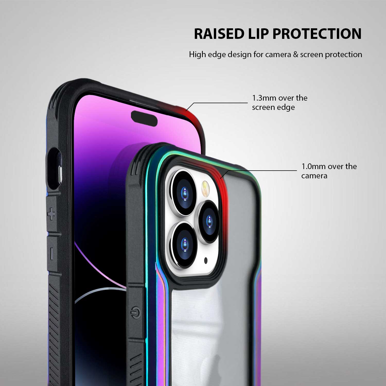 Tough On iPhone 14 Pro Case Iron Shield Iridescent with Black