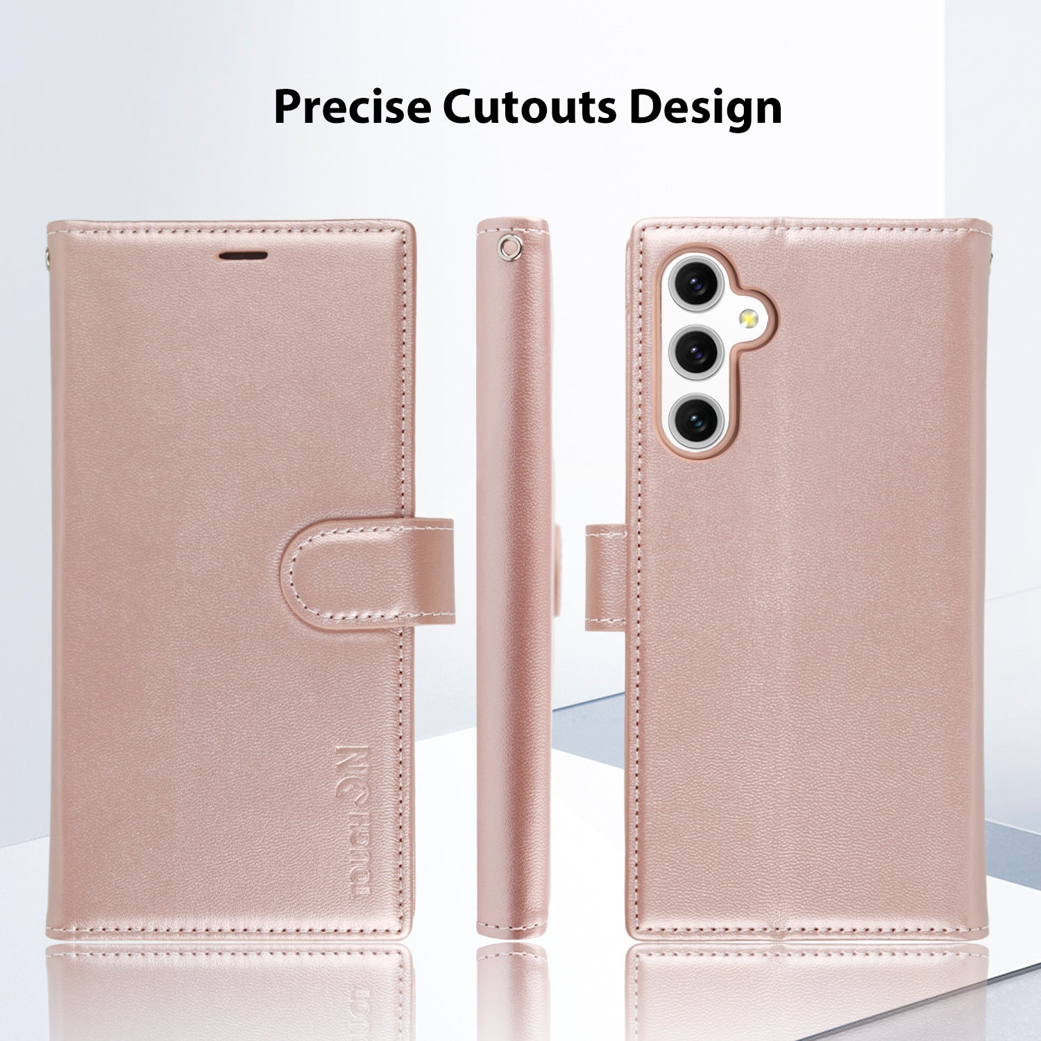 Tough On Samsung Galaxy A14 5G Flip Wallet Leather Case Rose Gold
