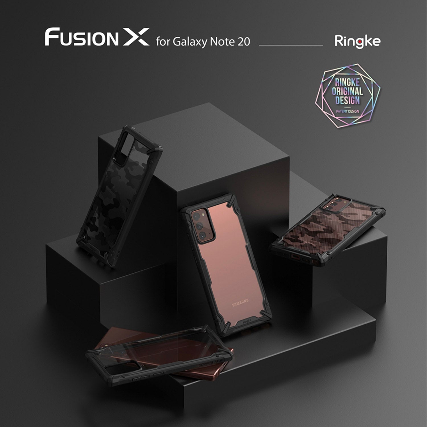 Ringke Samsung Galaxy Note 20 Case FUSION-X Camo Black