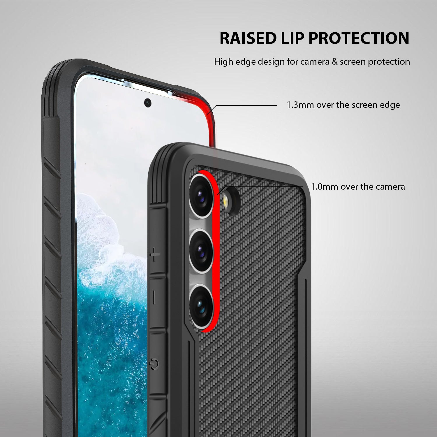 Tough On Samsung Galaxy S23 5G Case Iron Shield Carbon Fiber