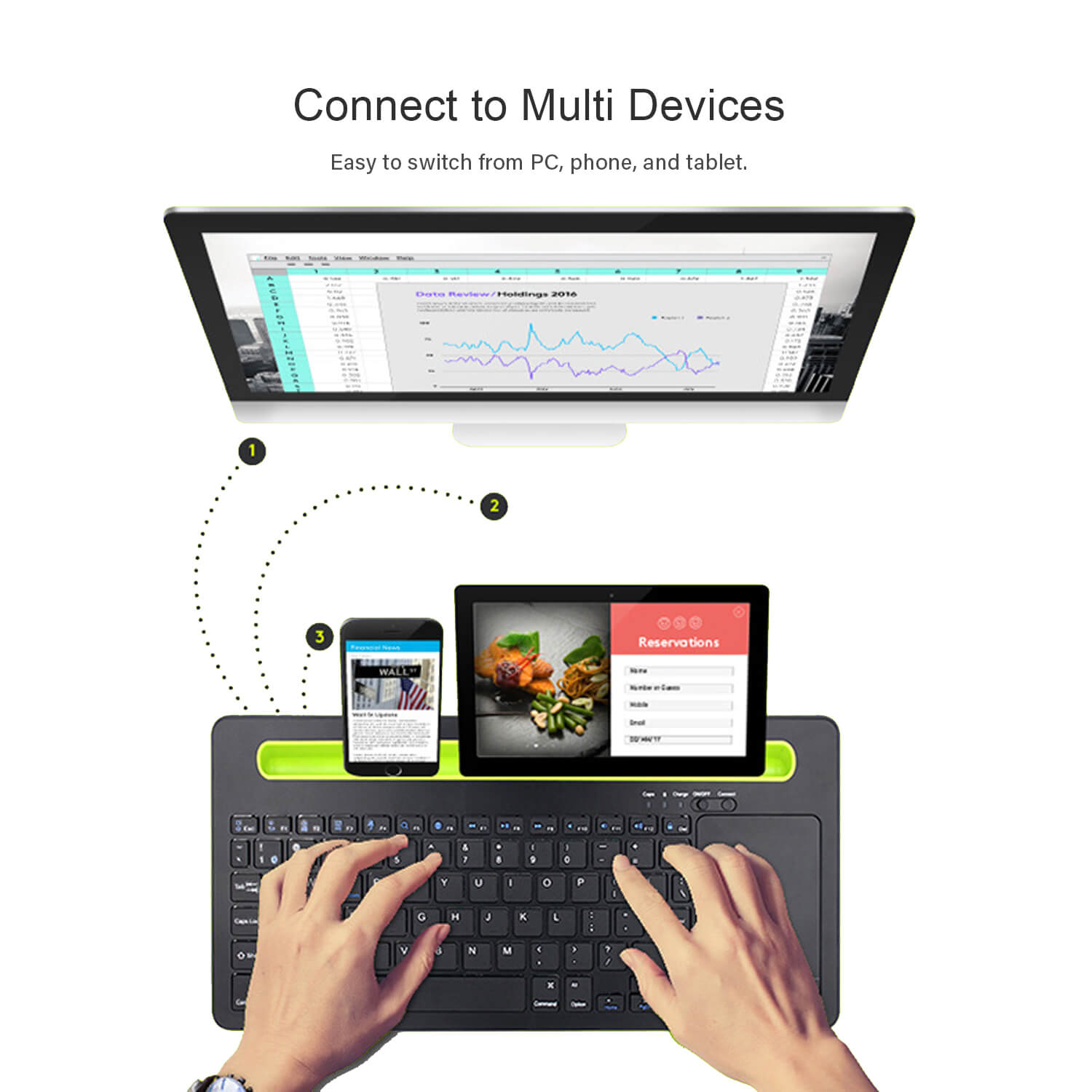 PTC Select Wireless Bluetooth Touch Keyboard Built-In Touchpad
