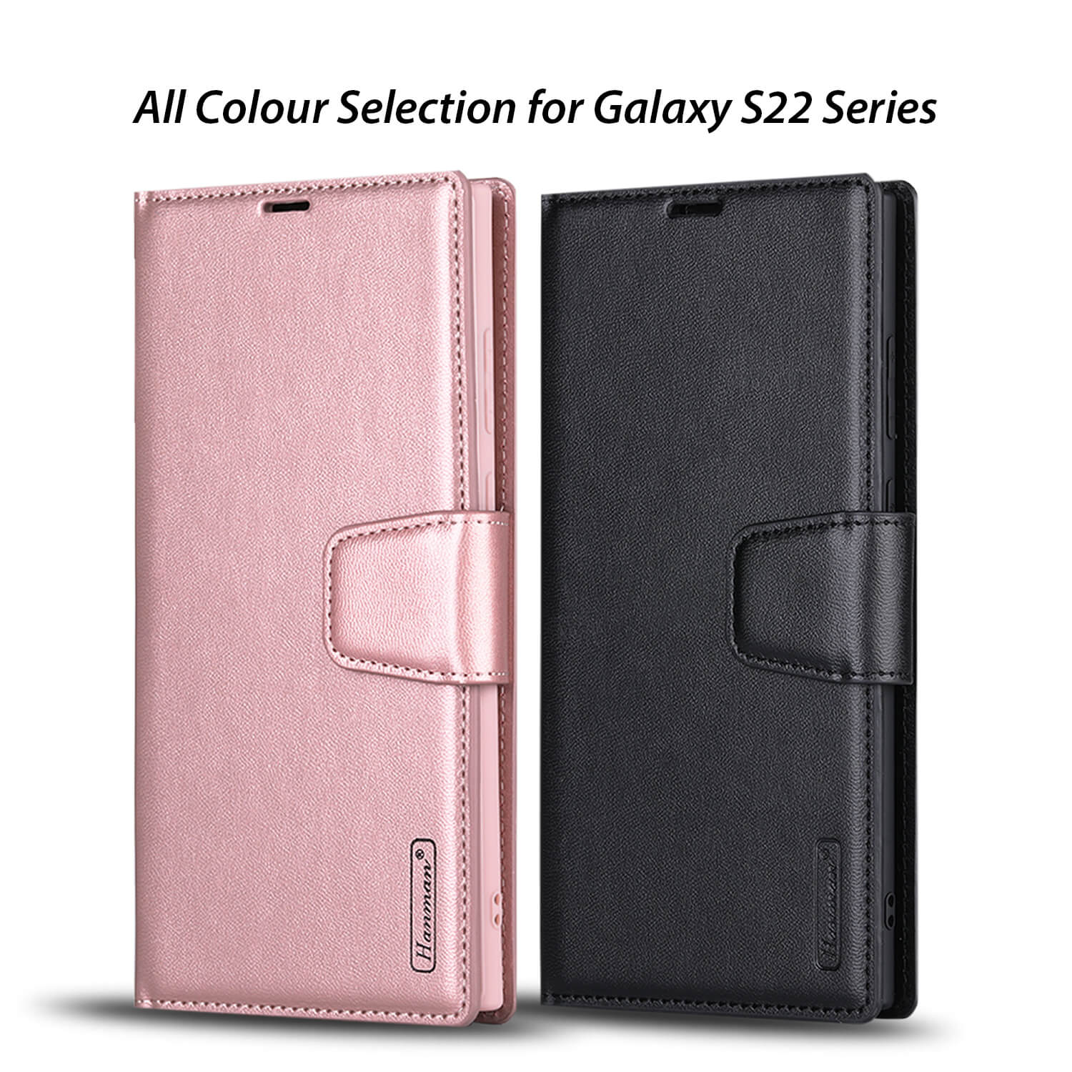 Hanman Samsung Galaxy S22 Ultra 5G Case Leather Rose Gold