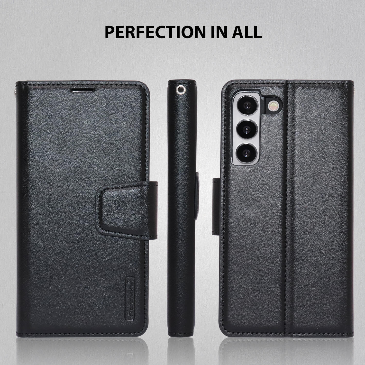 Hanman Samsung Galaxy S22 5G Case Leather Black