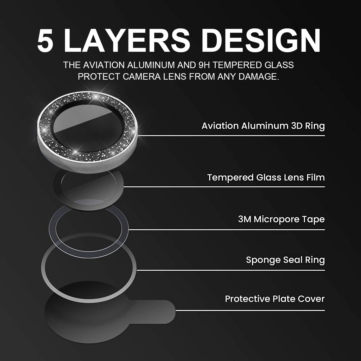 Tough On iPhone 14 Pro / Pro Max Rear Camera Lens Diamond Graphite