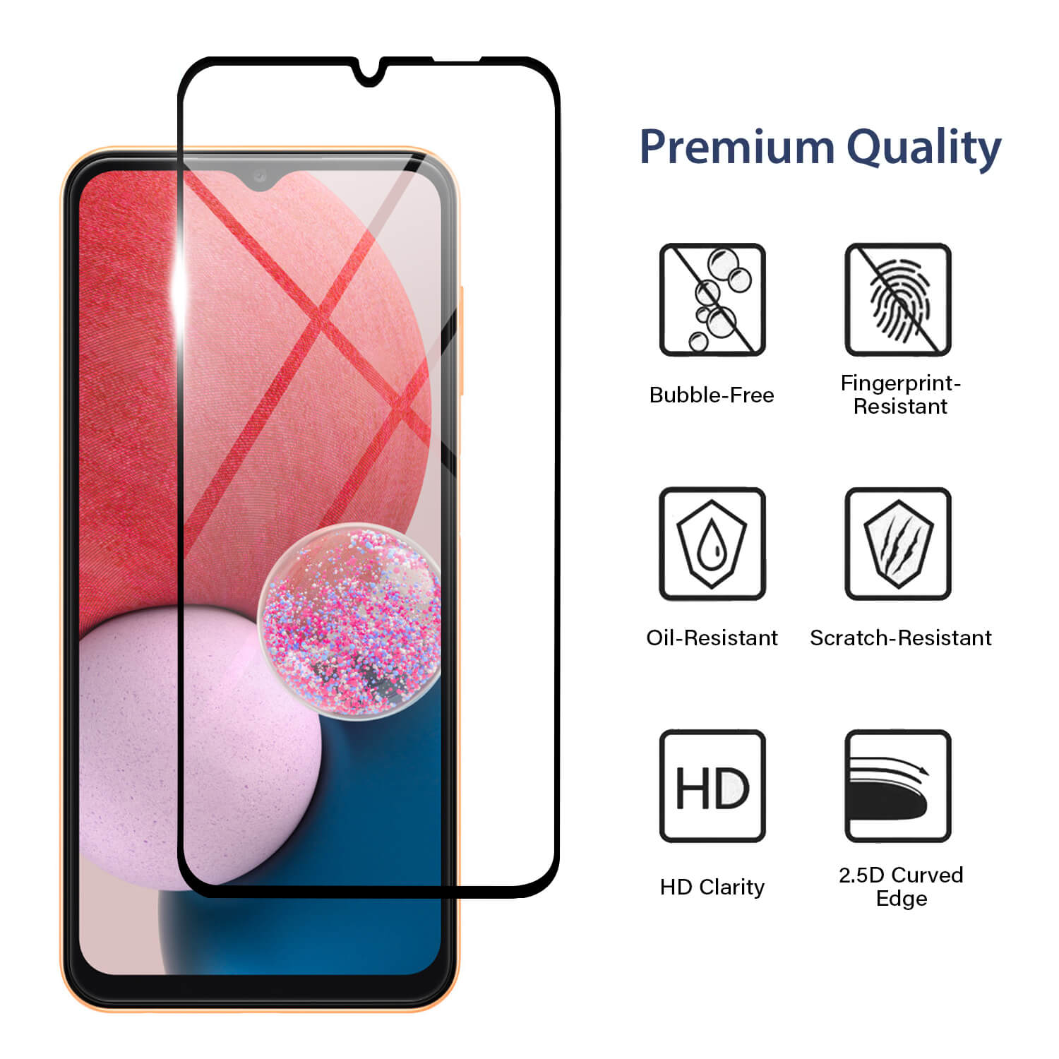 Tough On Samsung Galaxy A12/A13 5G/A32 5G/A04s 2.5D Tempered Glass Screen Protector Black