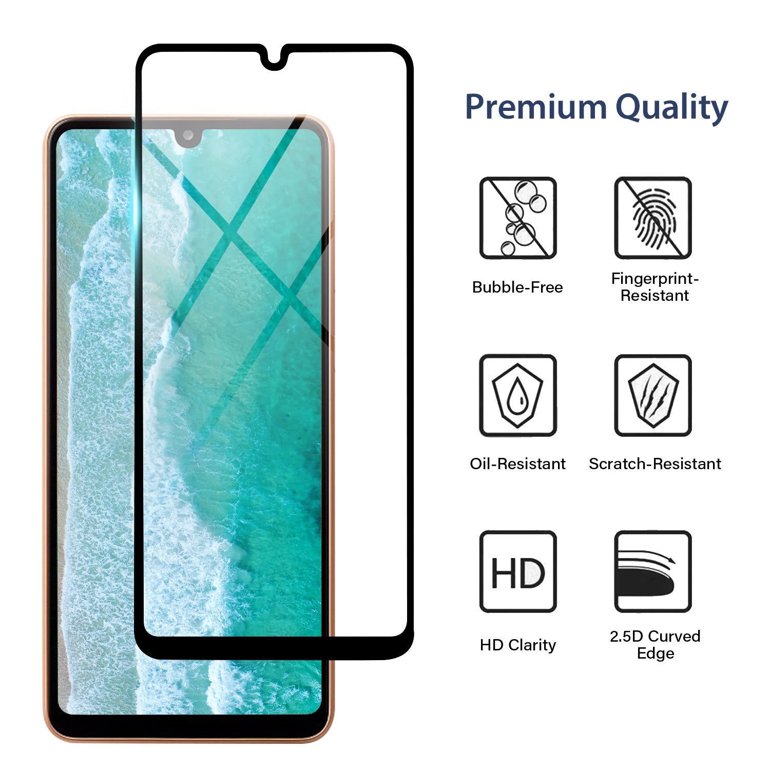 Tough On Samsung Galaxy A34 Tempered Glass Screen Protector Black