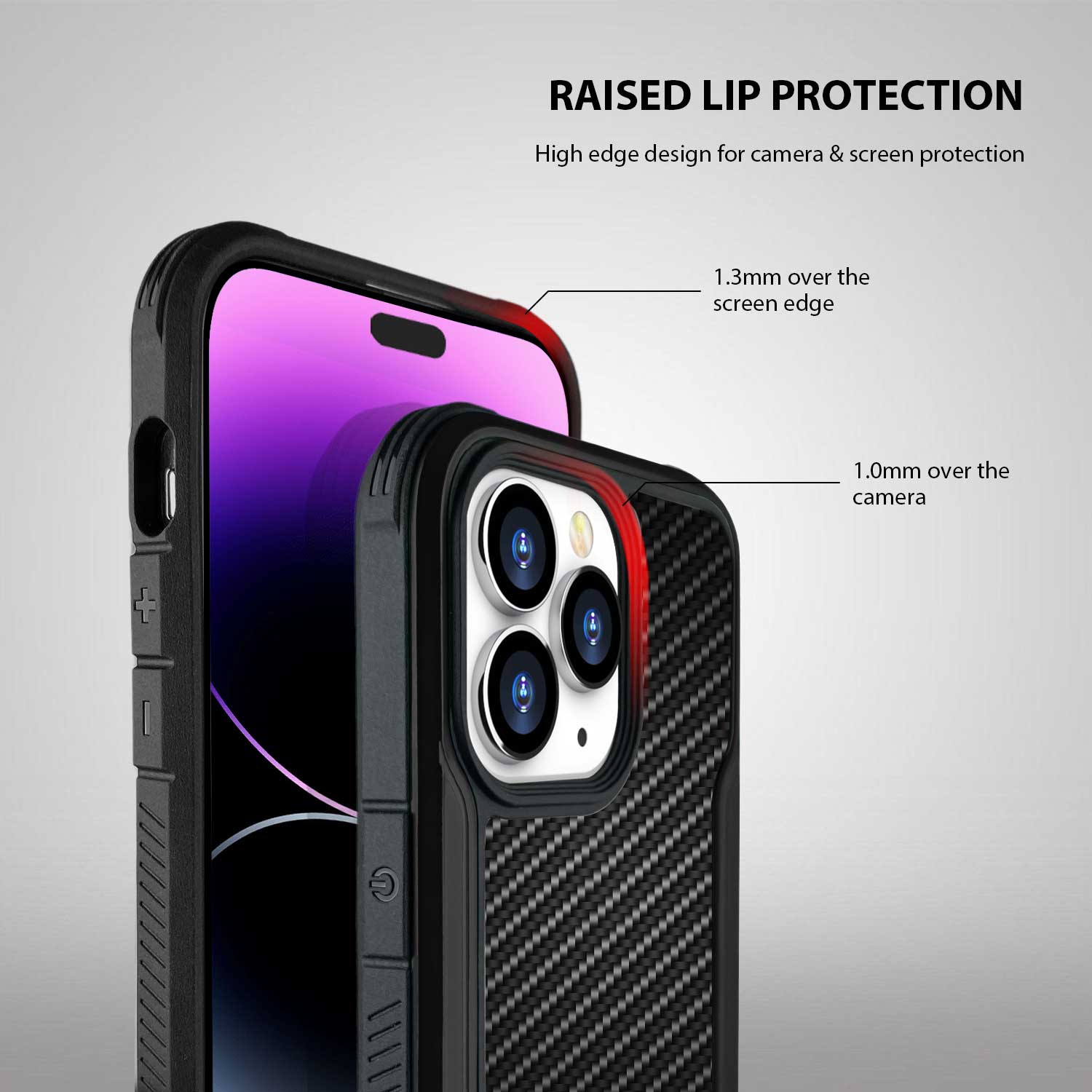 Tough On iPhone 14 Pro Max Case Iron Shield Carbon Fiber w/ Magsafe Black