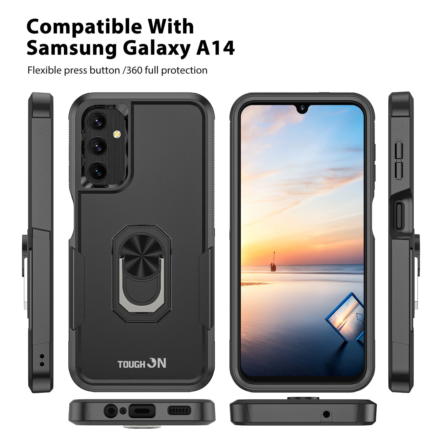 Tough On Samsung Galaxy A14 5G Case Tough Armor Black