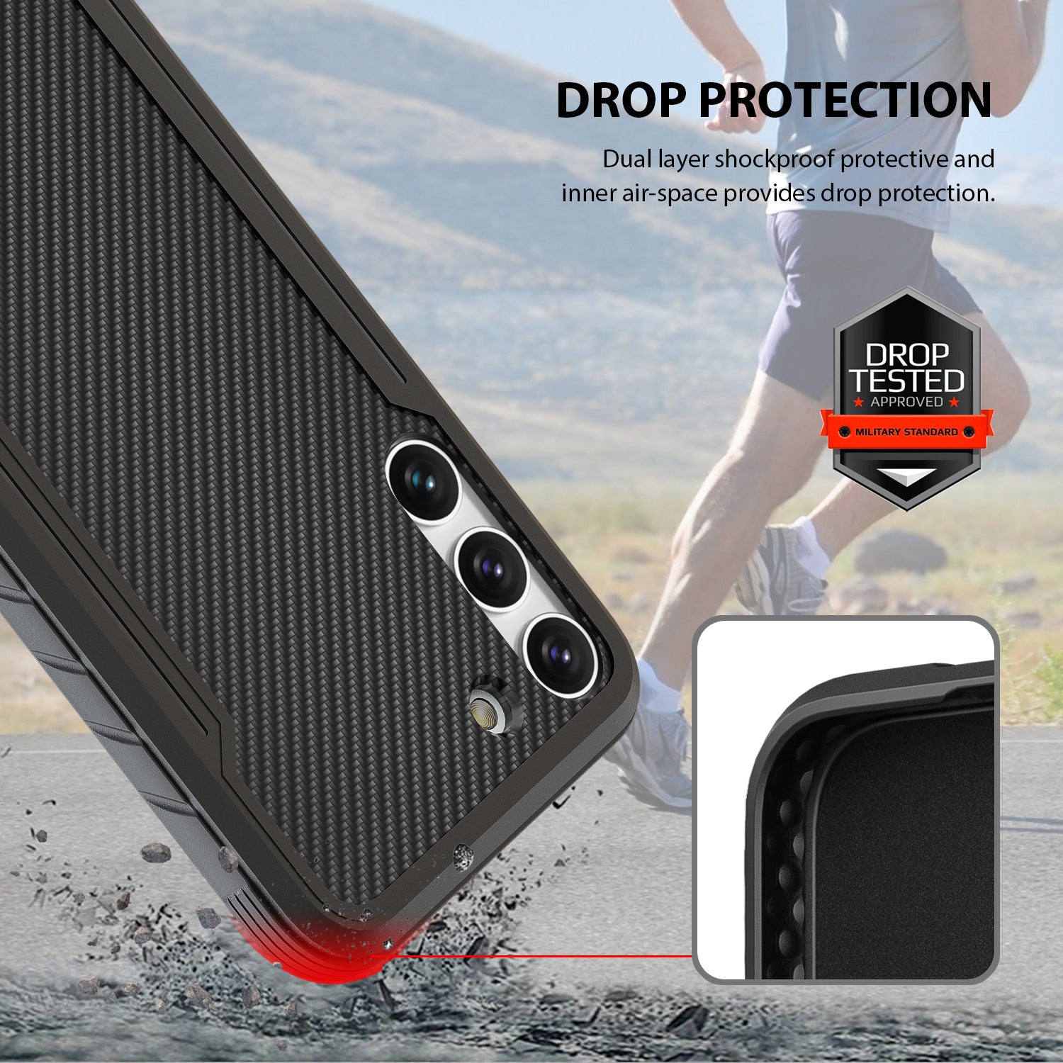 Tough On Samsung Galaxy S23 5G Case Iron Shield Carbon Fiber