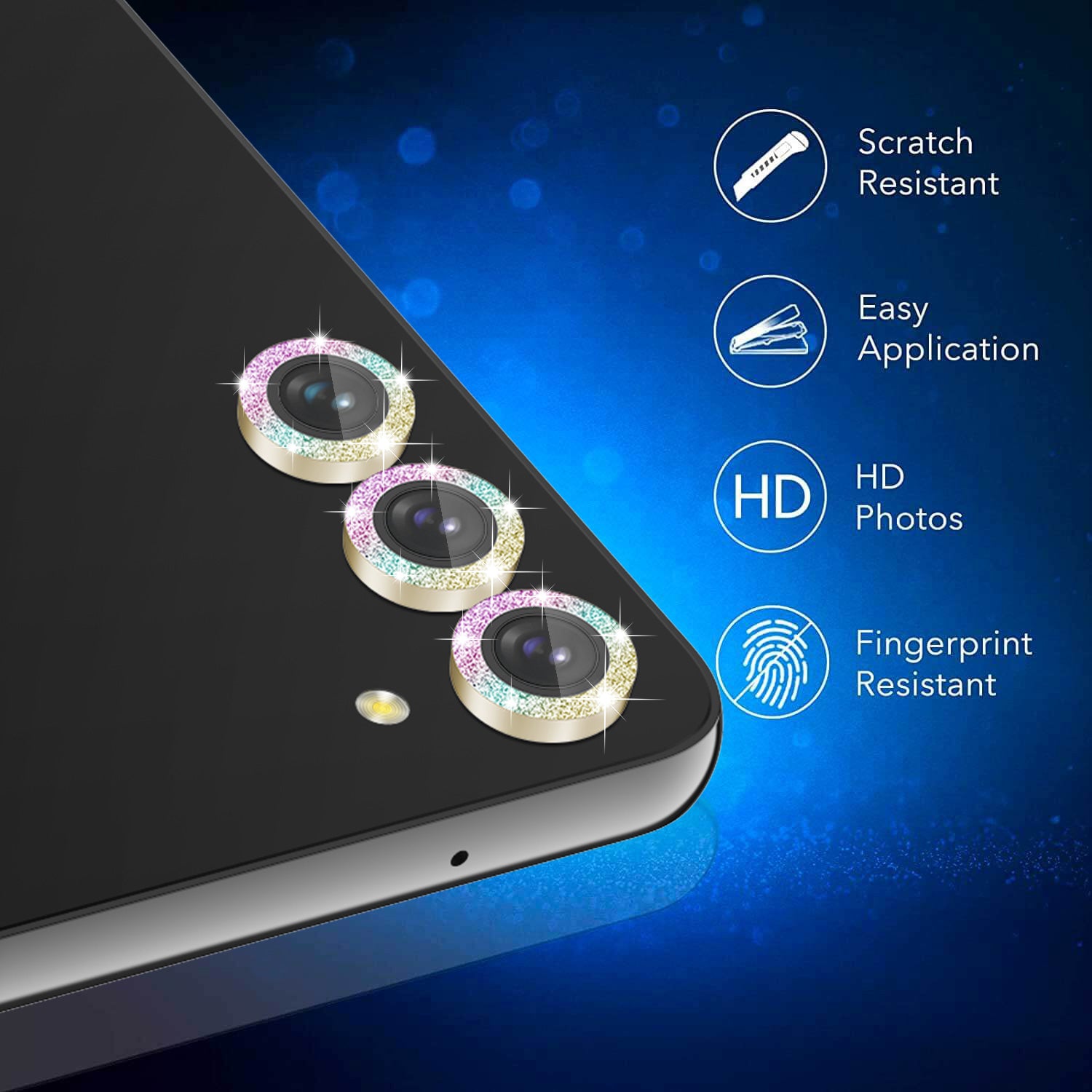 Tough On Samsung Galaxy S23 / S23 Plus Rear Camera Lens Protector Iridescent Diamond