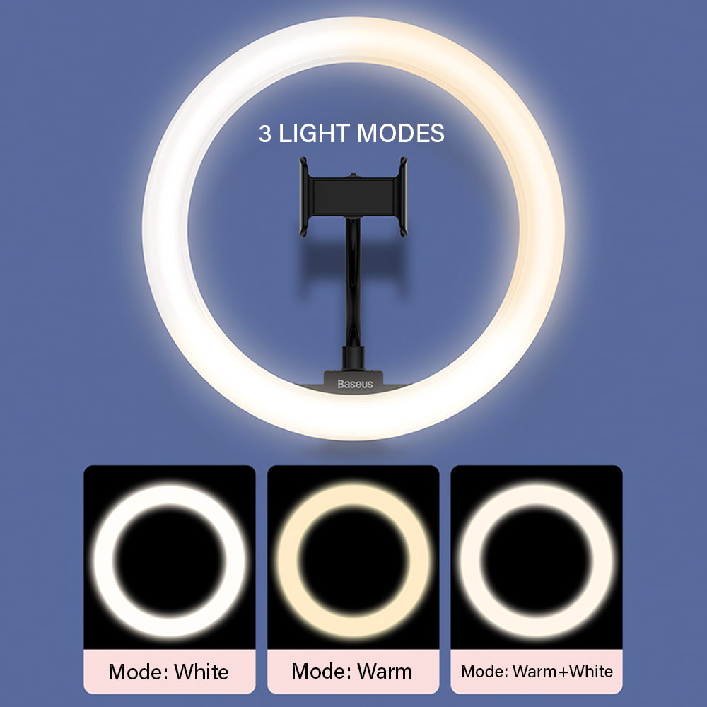 Baseus Live Stream Holder-table Stand Phone Holder USB Charging with LED Light Ring 10 inch