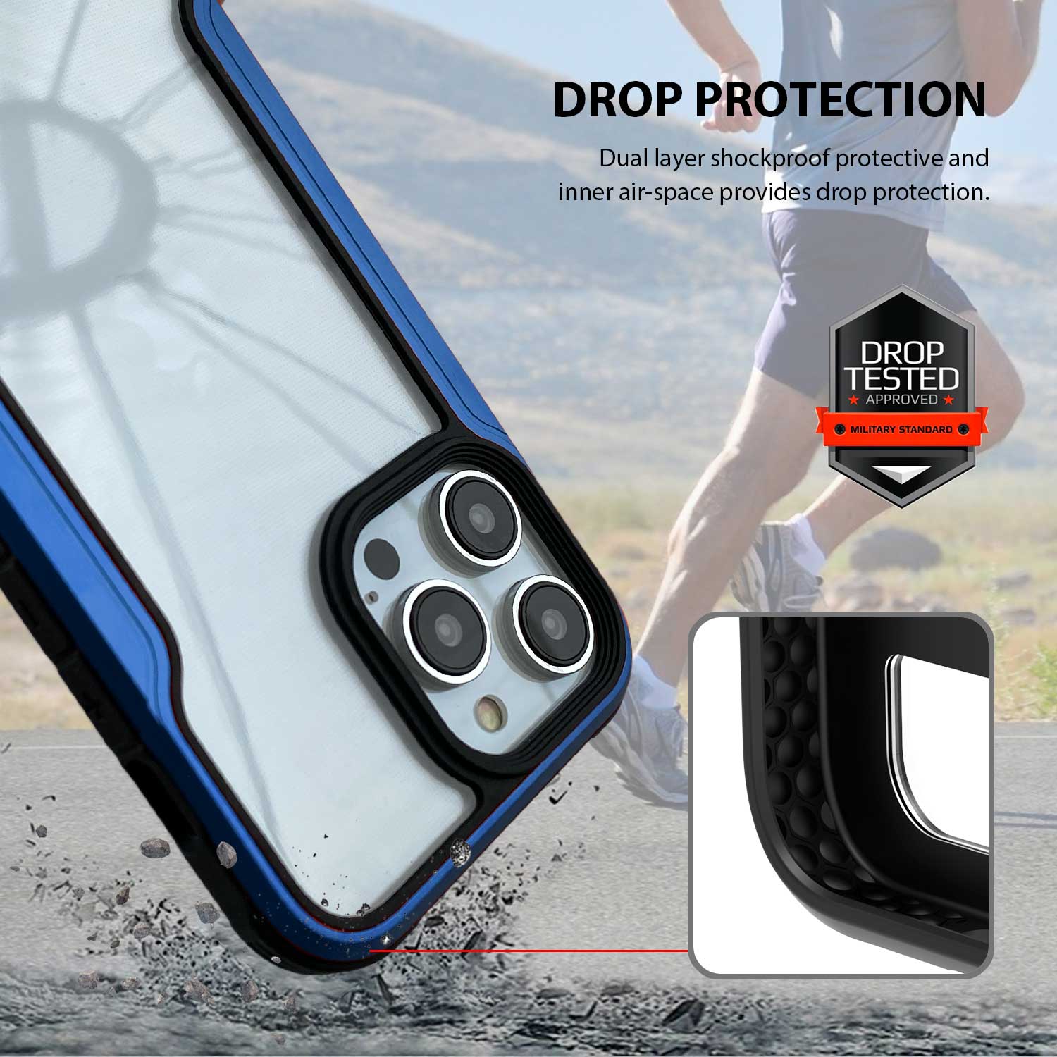 Tough On iPhone 14 Pro Max Case Iron Shield Blue