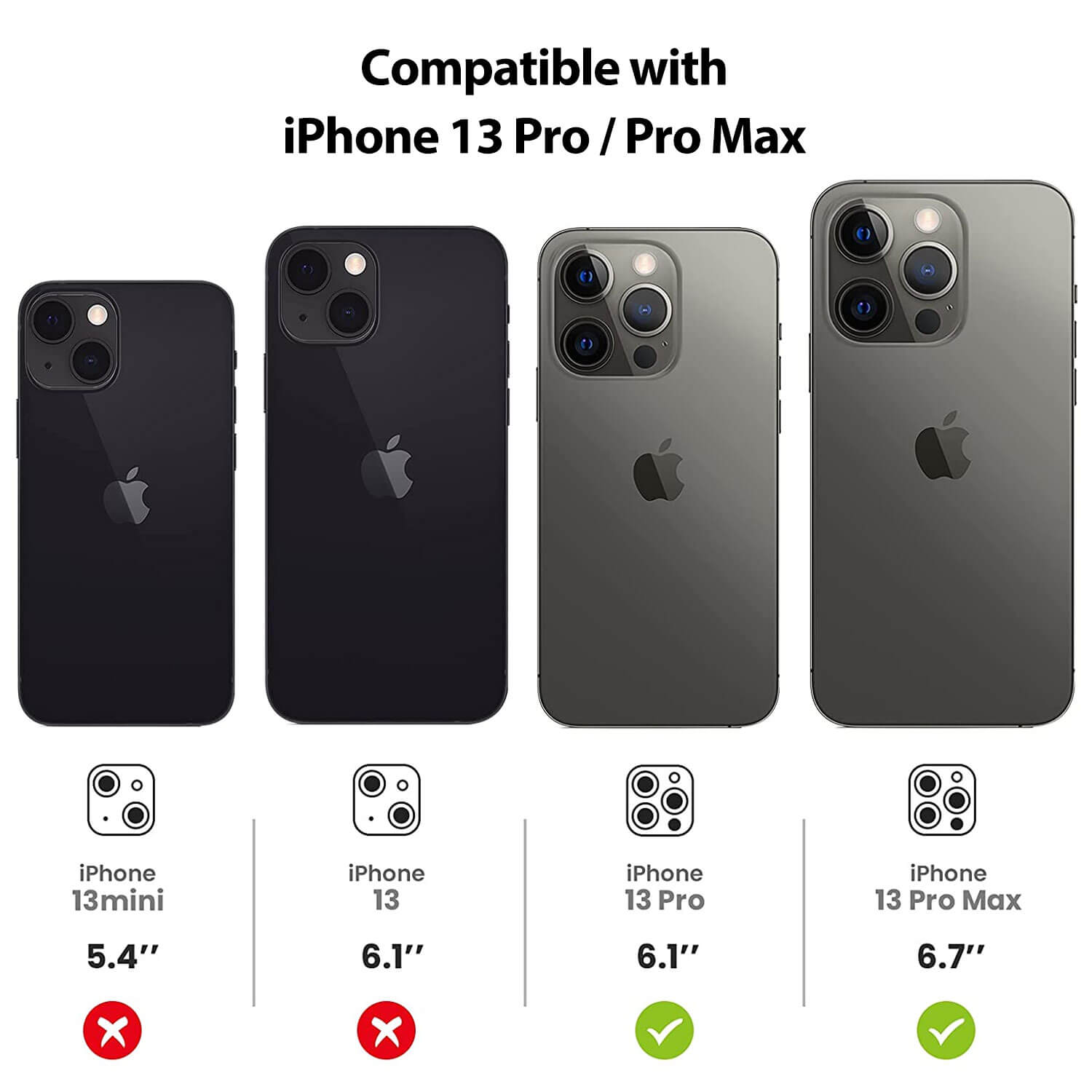 Tough On iPhone 13 Pro Camera Lens Protector Crystal Silver