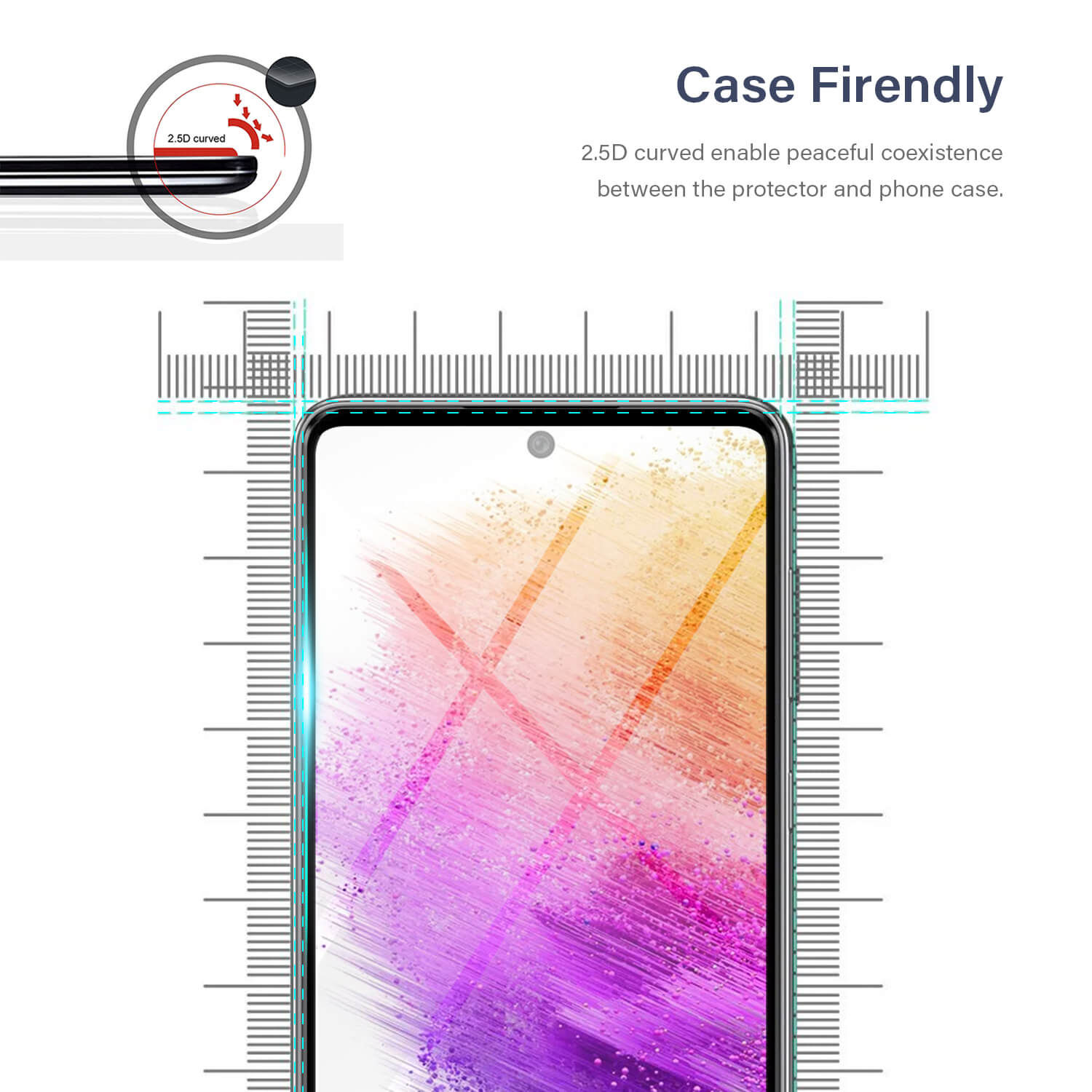 Tough On Samsung Galaxy A73 5G 2.5D Tempered Glass Screen Protector Black