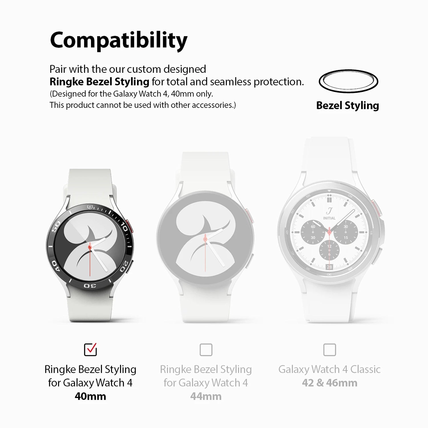 Ringke Samsung Galaxy Watch 4 40mm Glass Screen Protector Bezel Styling 4 Pack