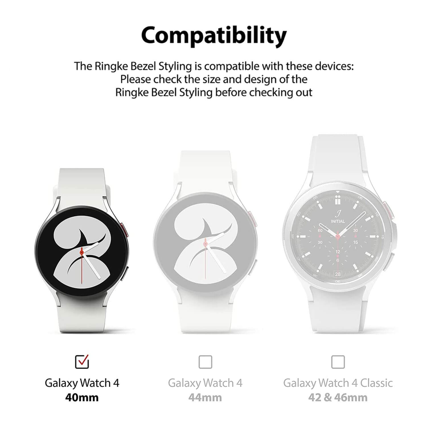 Ringke Samsung Galaxy Watch 4 40mm Bezel Styling Stainless Case Silver