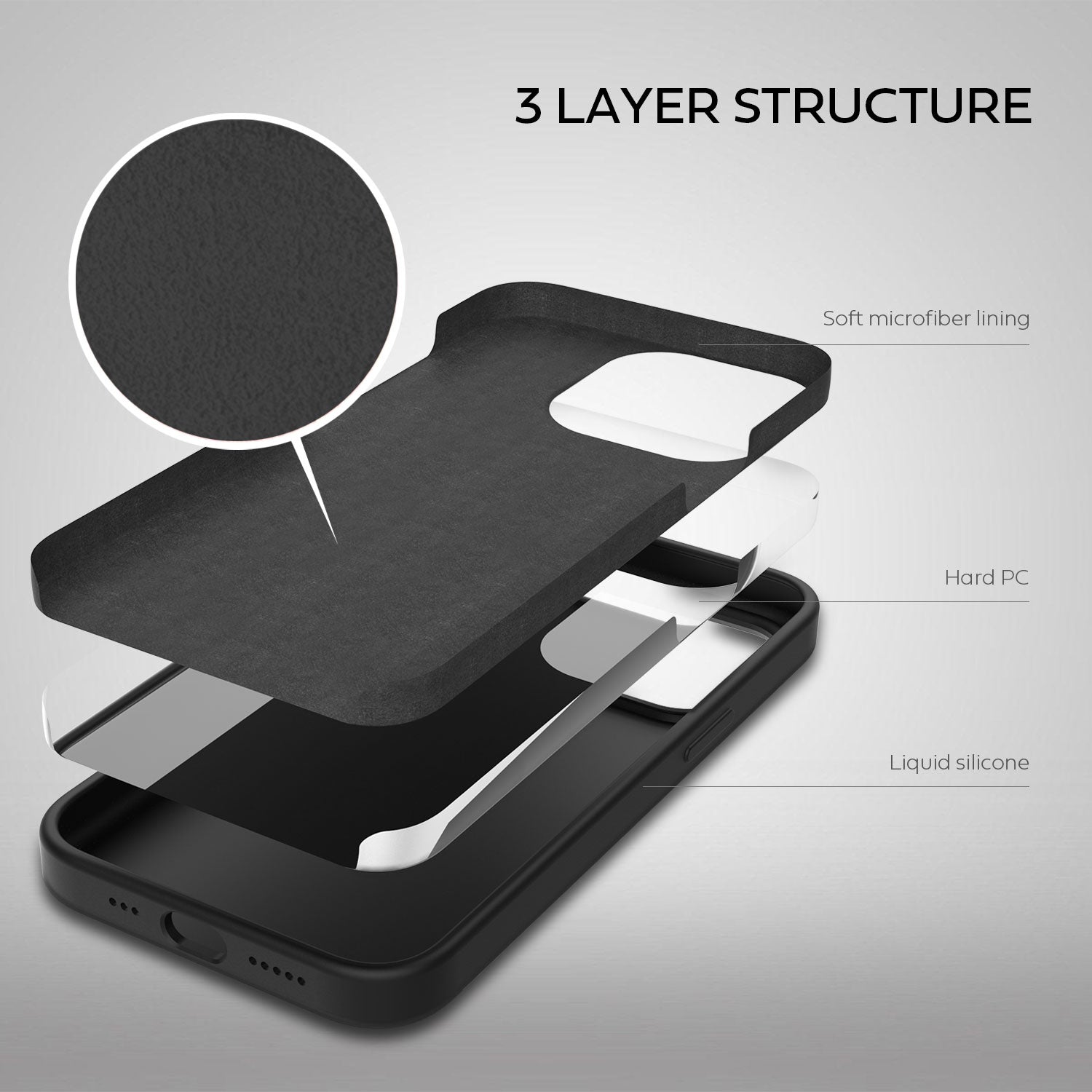 Tough On iPhone 14 Pro Max Strong Liquid Silicone Case Black
