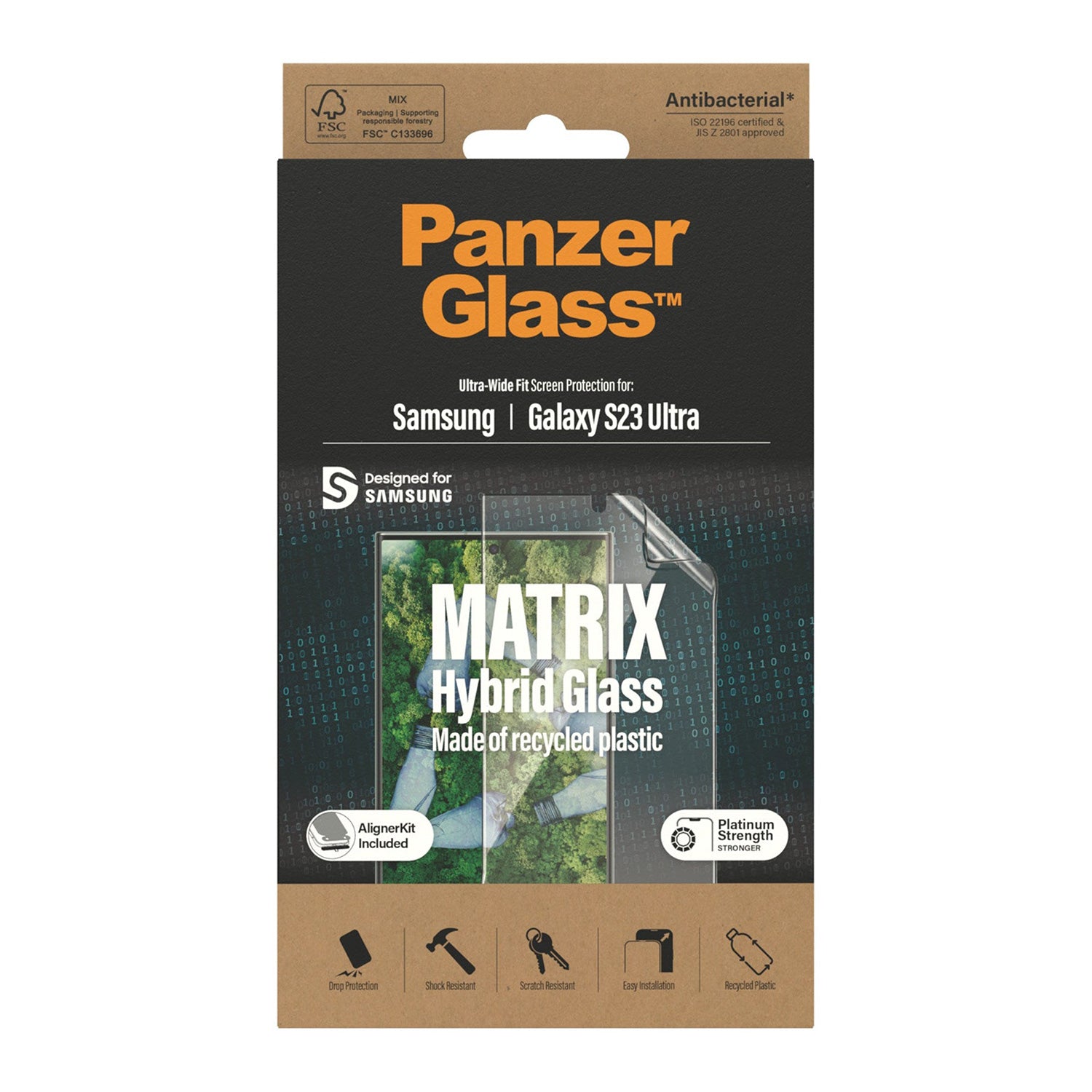 PanzerGlass Samsung Galaxy S23 Ultra Screen Protector Matrix Hybrid Glass with EasyAligner