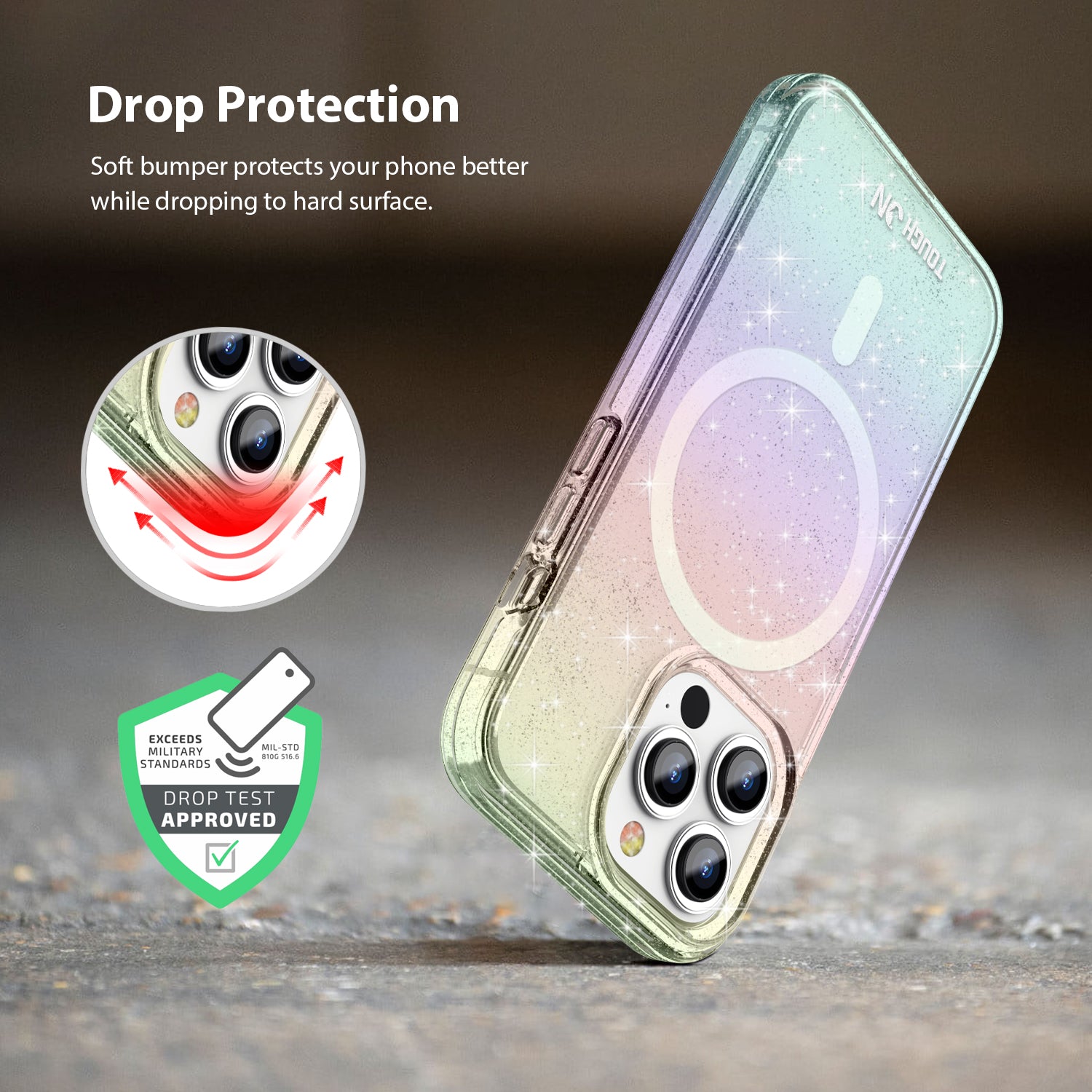 Tough On iPhone 14 Pro Case Glitter Iridescent with Magsafe