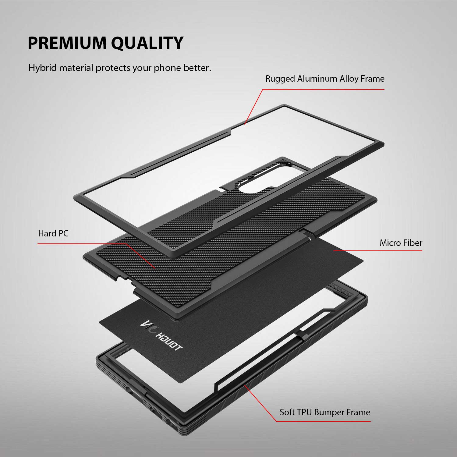 Tough On Samsung Galaxy S22 Ultra Case Iron Shield Carbon Fiber Black