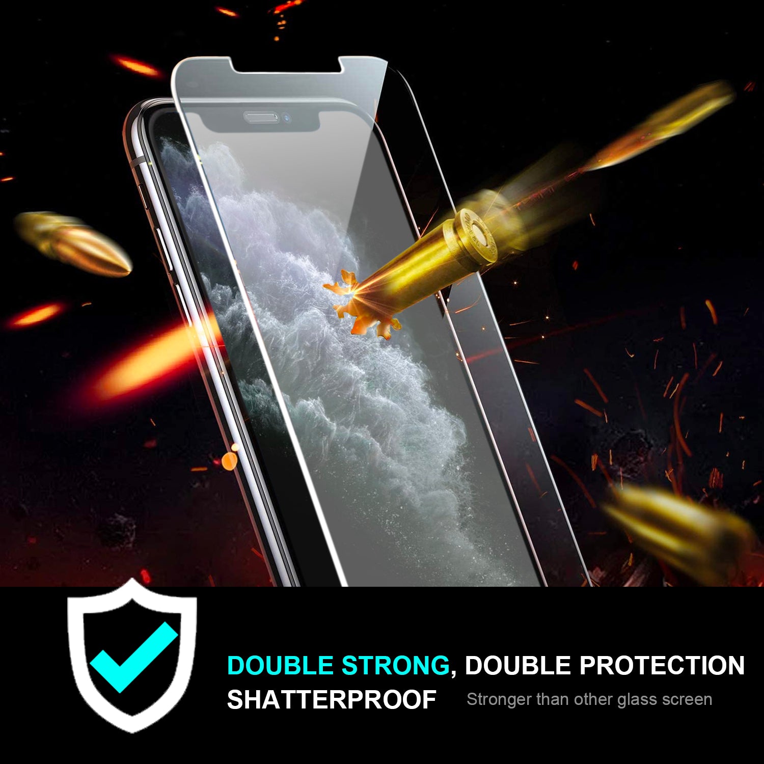 iPhone XS & X Pro Tempered Glass Screen Protector Tough on Double Strong