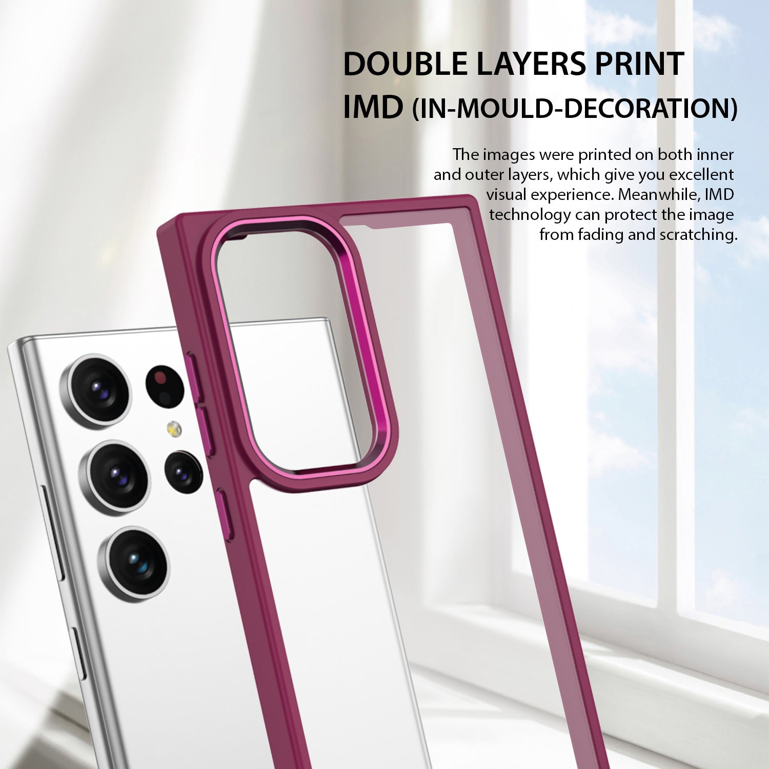 Tough On Samsung Galaxy S23 Ultra Clear Case Protector Burgundy