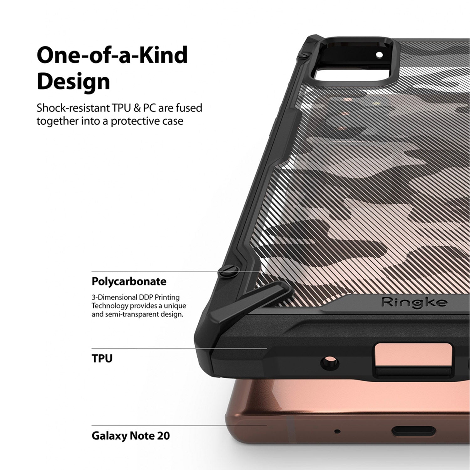 Ringke Samsung Galaxy Note 20 Case FUSION-X Camo Black