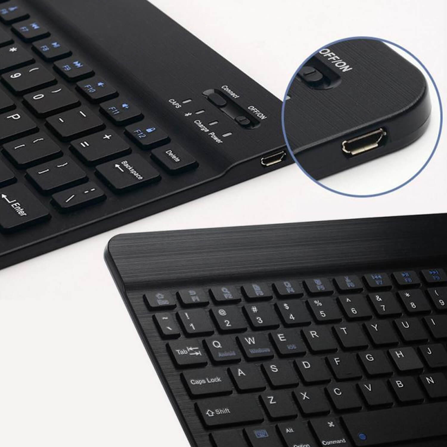 7 Colors Backlit Portable Wireless Bluetooth Keyboard Black