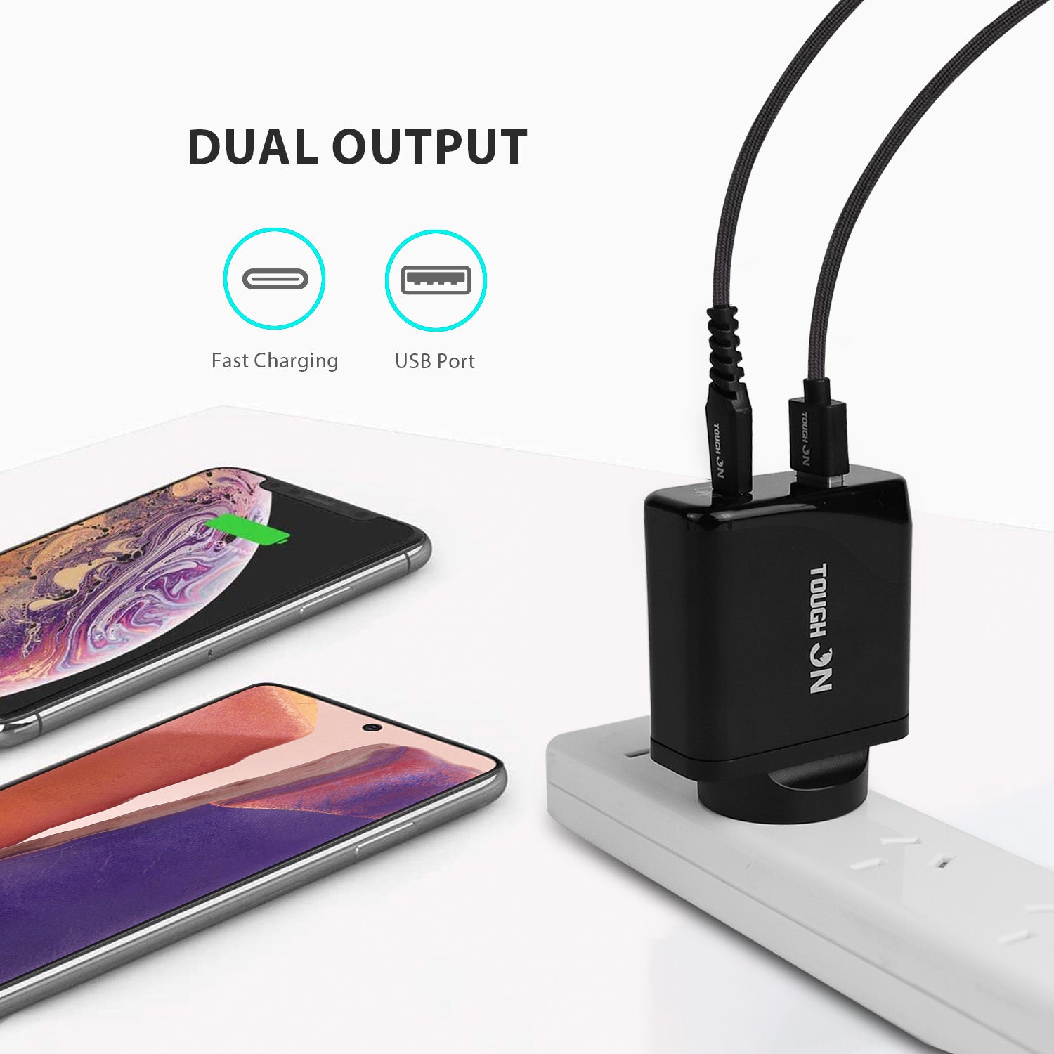 Tough on Wall Charger 42W Dual Port USB C PD 3.0 & USB A