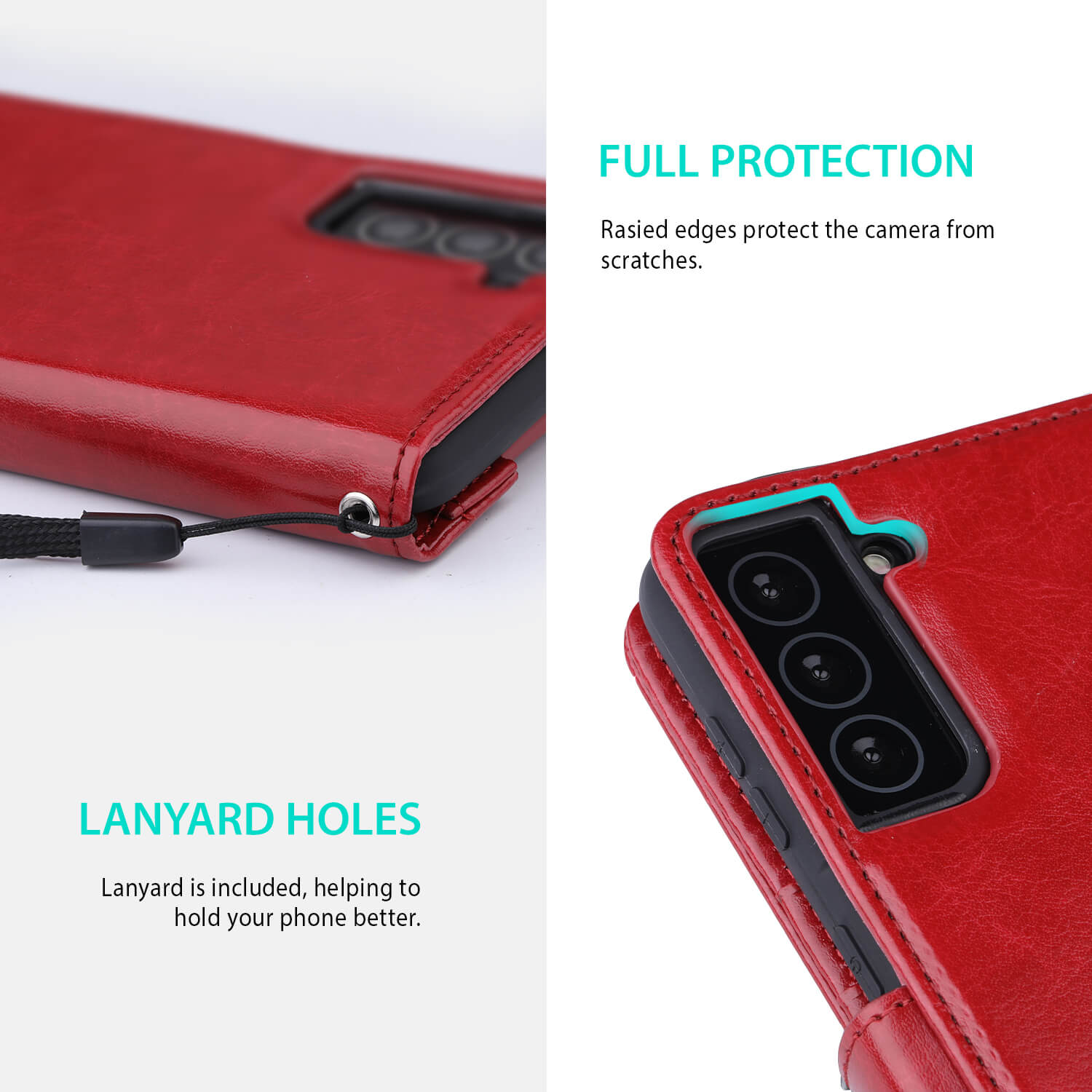 Tough On Samsung Galaxy S22 5G Flip Wallet Leather Case Red